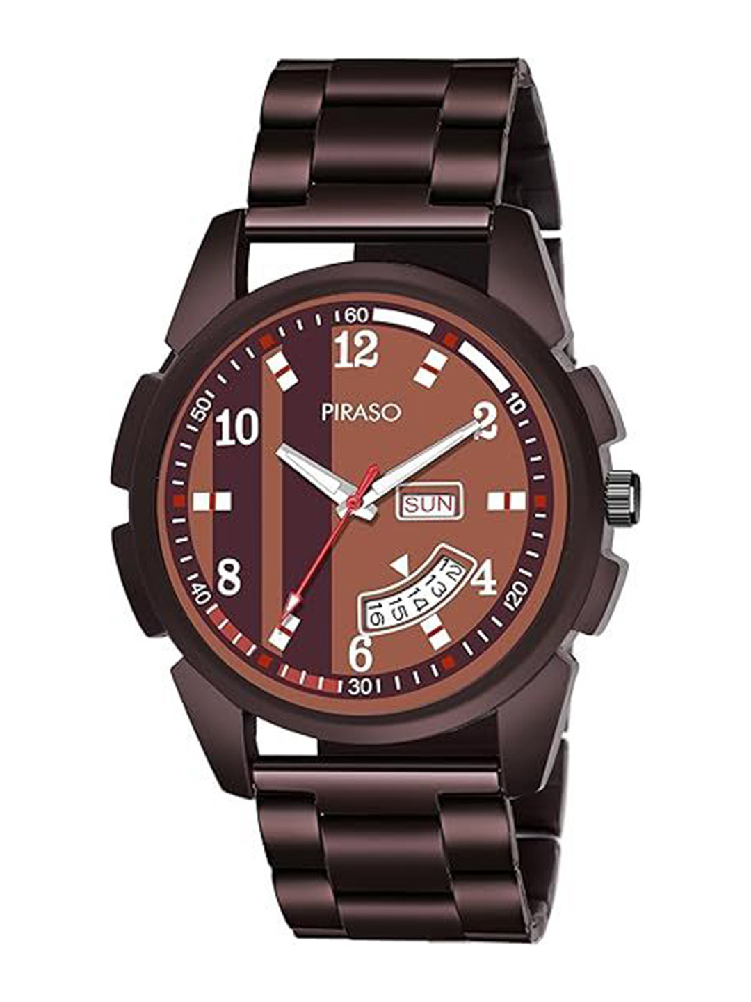 PIRASO Men Dial & Stainless Steel Bracelet Style Straps Analogue Watch D&D 14 BROWN CK
