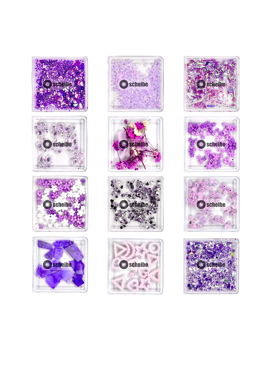 Scheibe Set Of 12 Grid Mix Design Nail Art Accessories