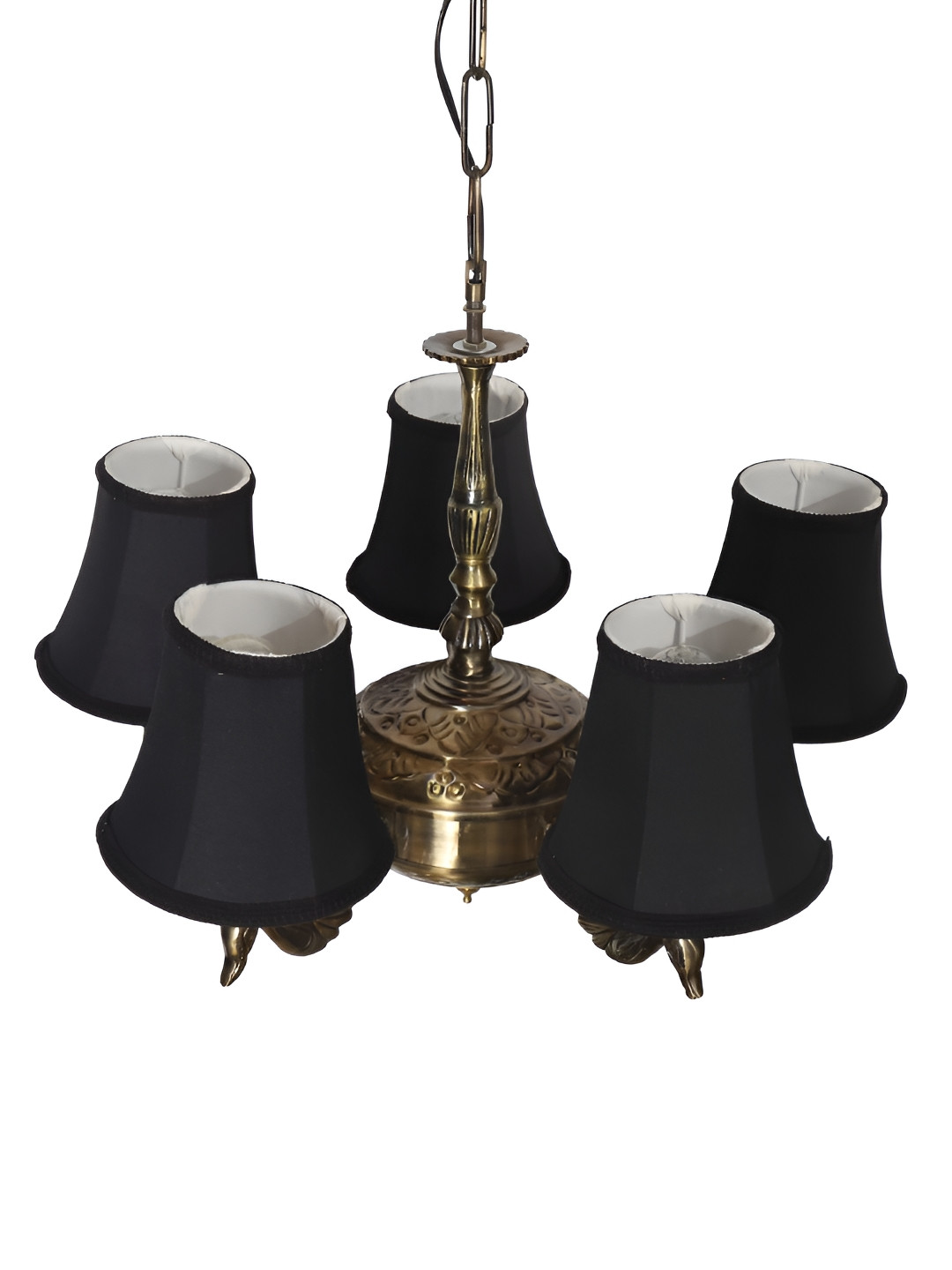 Devansh Black & Gold-Toned Frustum Cotton Shade Ceiling Lamp