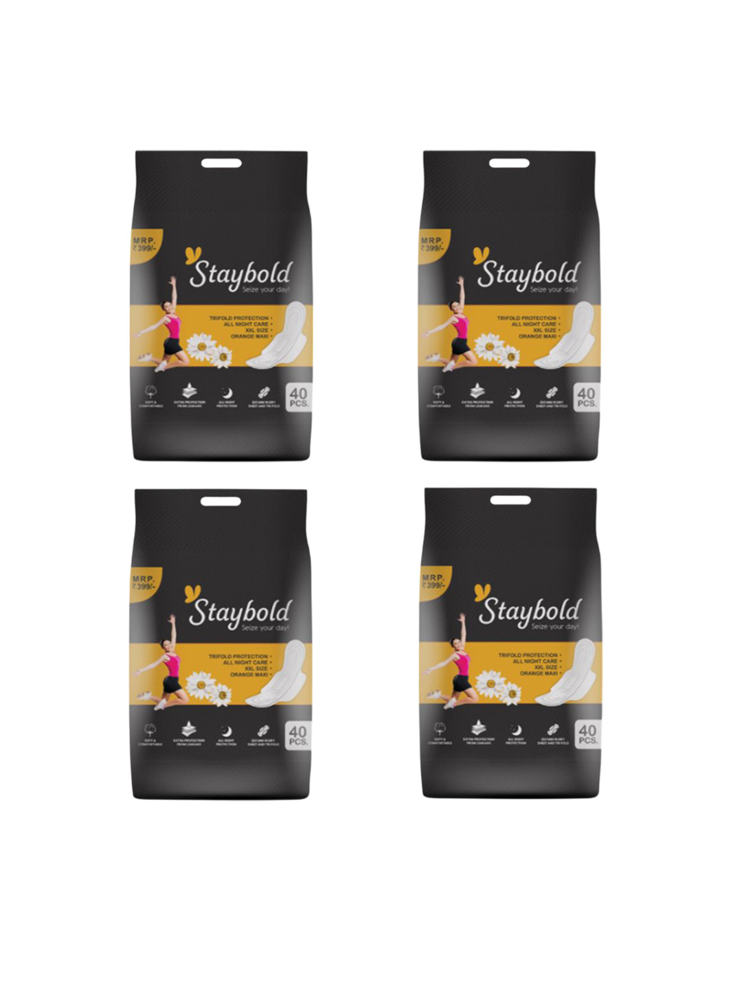 Staybold Set Of 4 Leakage Protection & Quick Absorption Sanitary Pad-  XXL- 40 Pcs Each