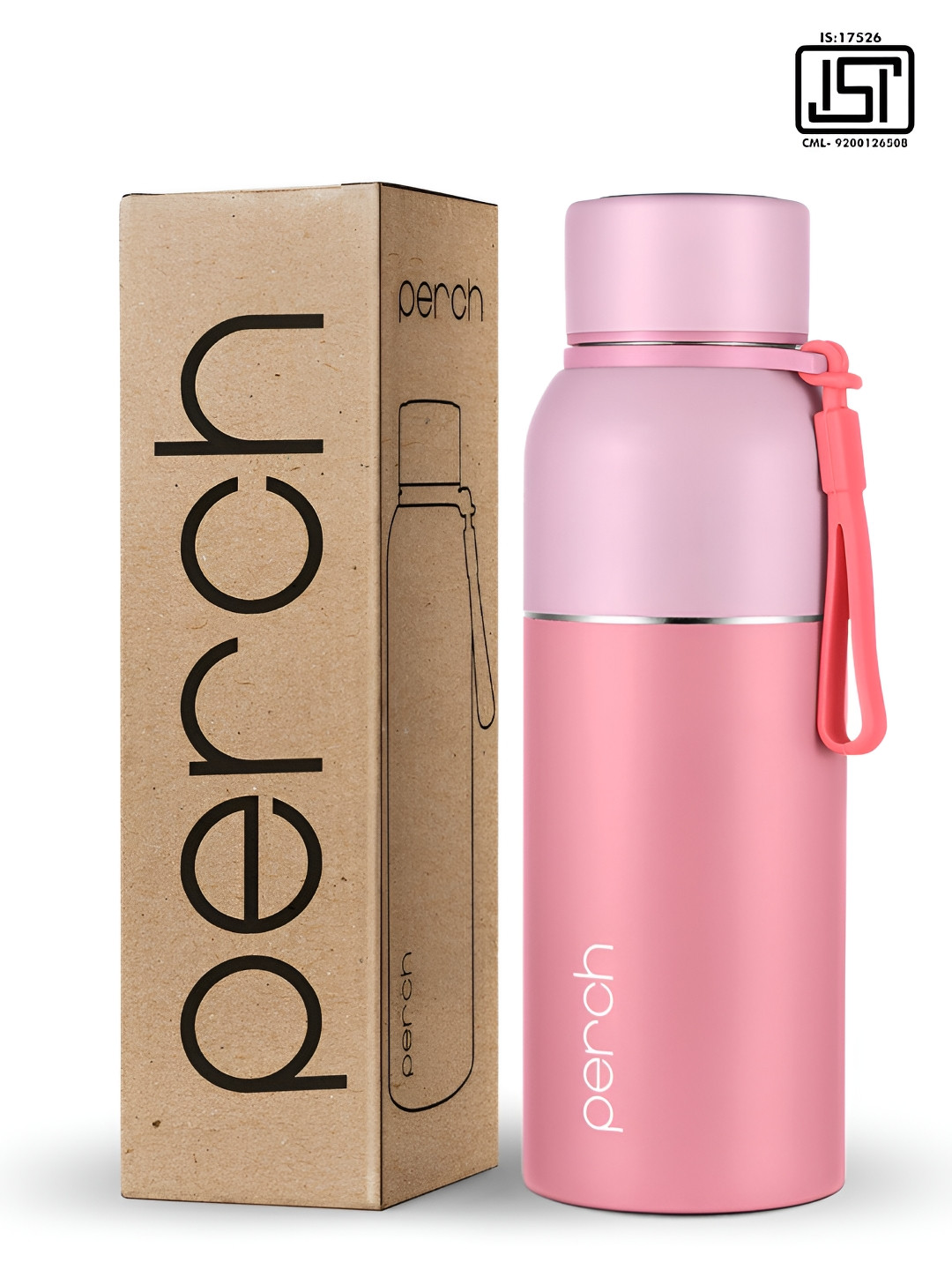 PERCH Pink Colourblocked Stainless Steel Double Wall Vacuum Flask 750ml
