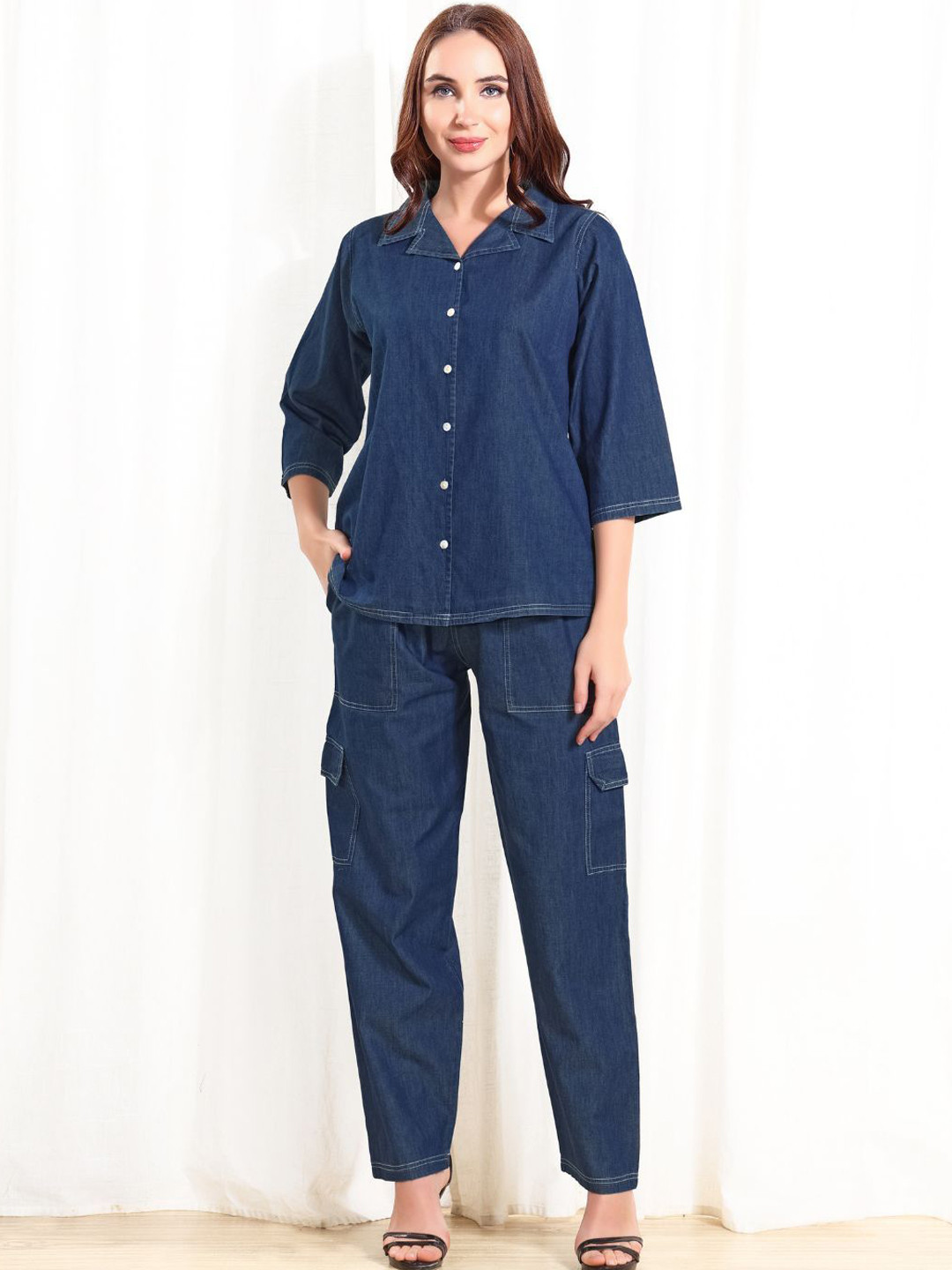 Arela Denim Shirt With Trousers
