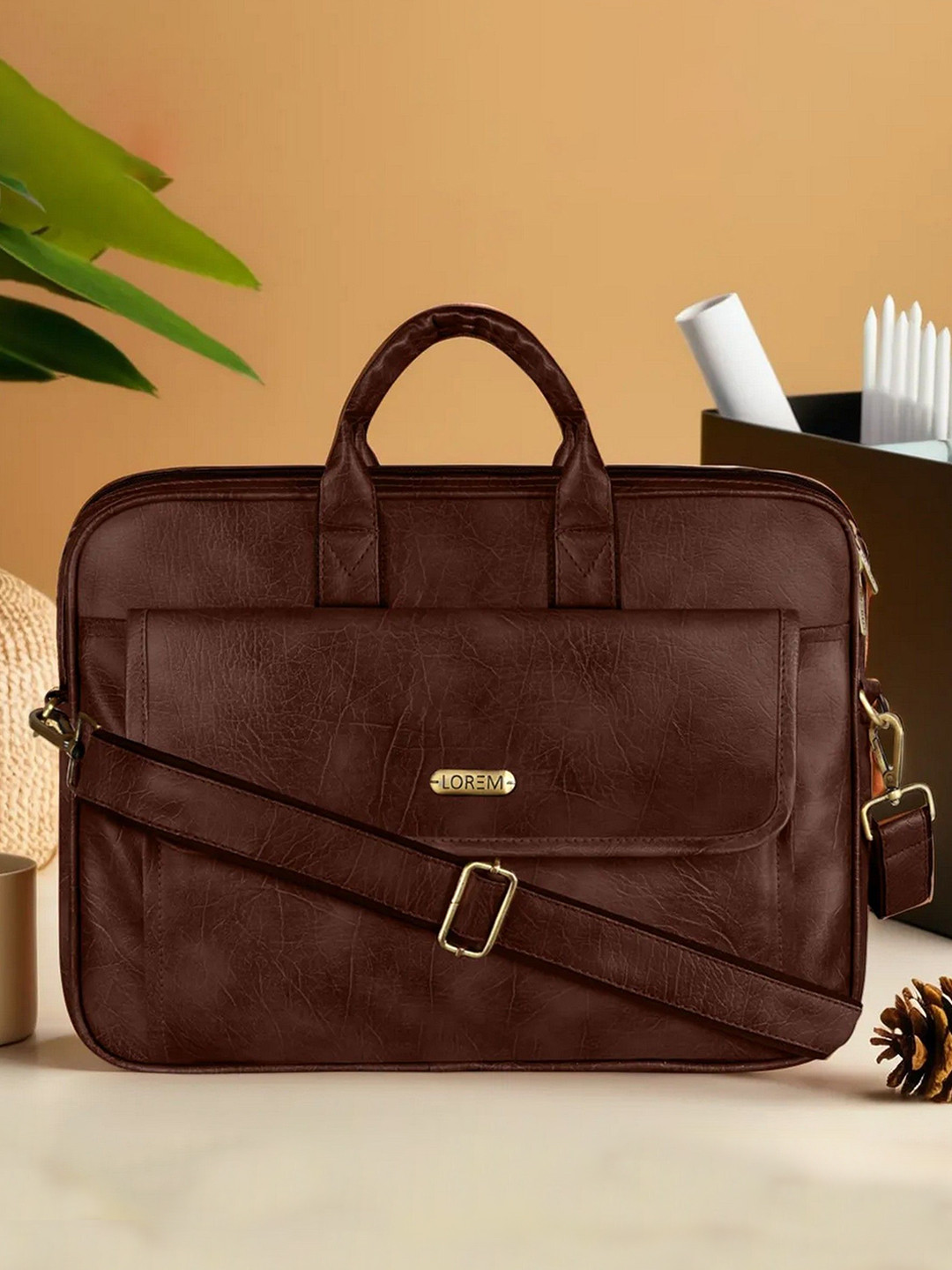 LOREM Men Textured Up to 16 inch Laptop Bag
