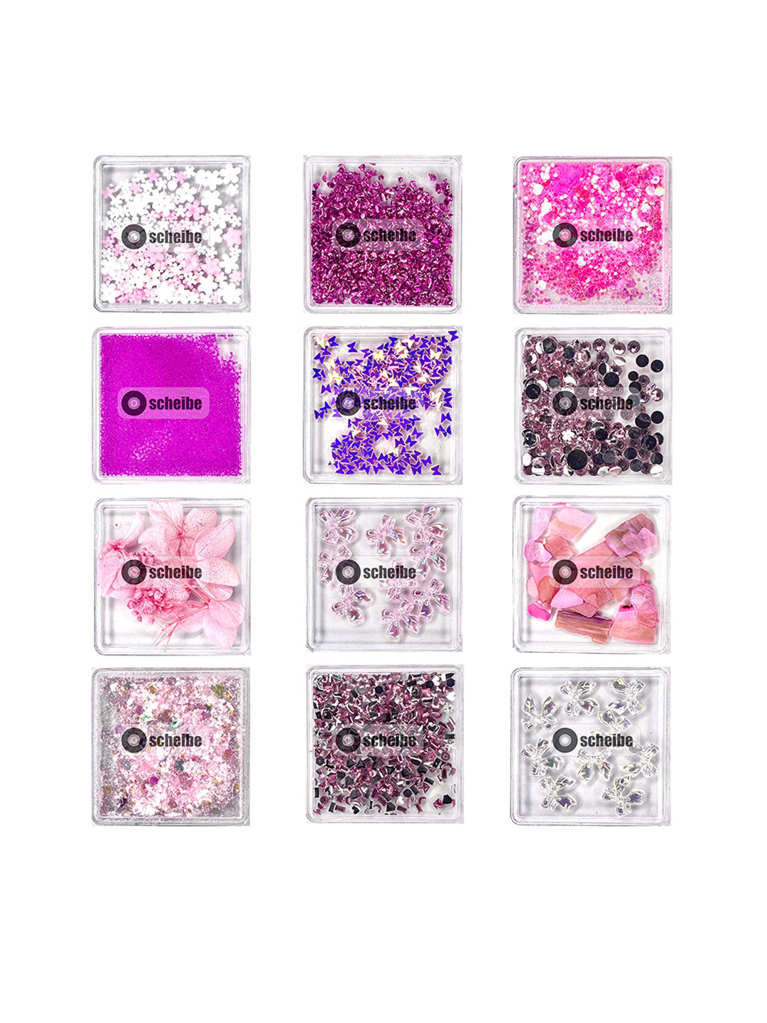 Scheibe Set Of 12 Grid Mix Design Nail Art Accessories