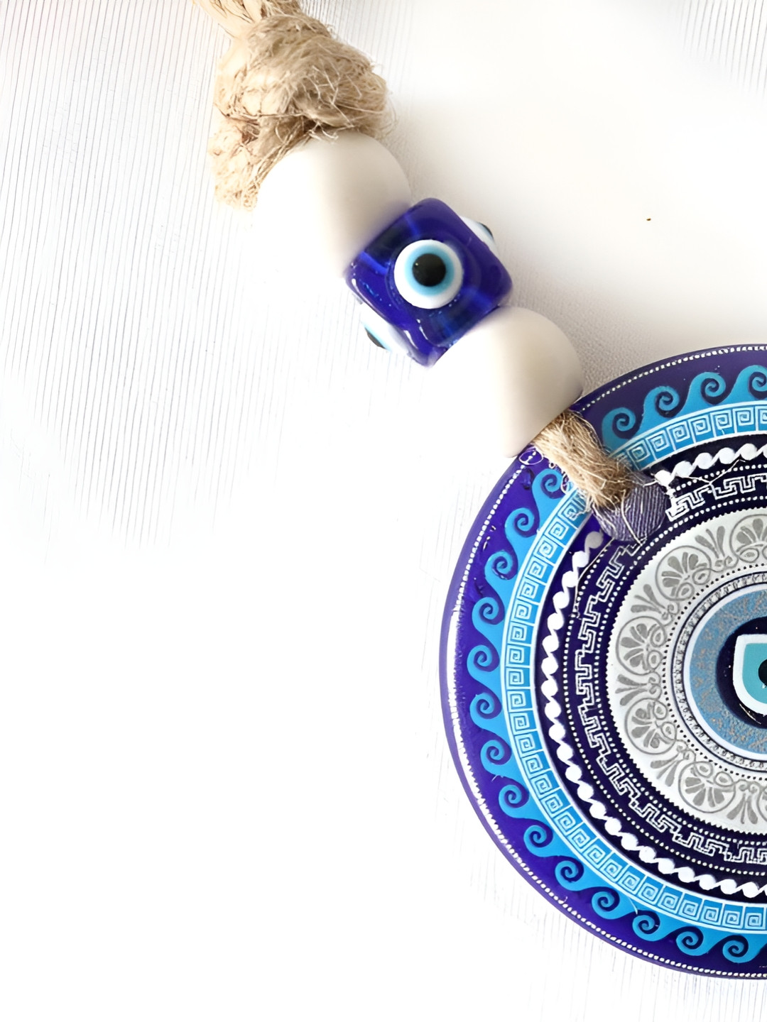 The Spiritual Living Waves Design Evil Eye Hanging Glass Glossy Spiritual Wall Decor-8In