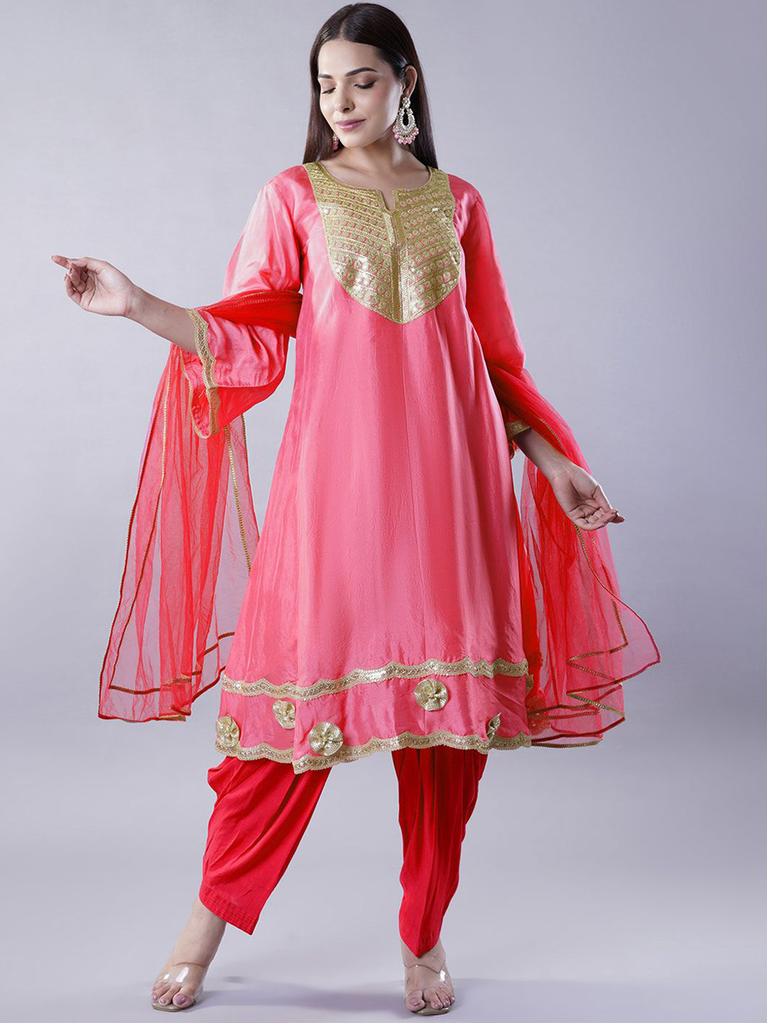 Utsav Fashion Women Yoke Design Sequinned  i Art Silk Kurta & Patiala & Dupatta