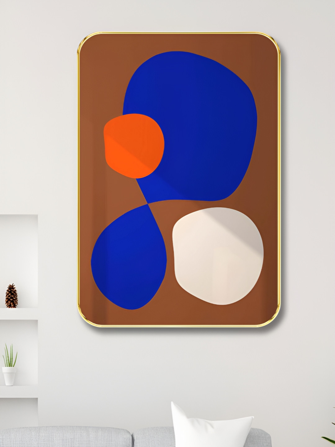 Livin'luxe Brown & Blue Wooden Abstract Painting Wall Art