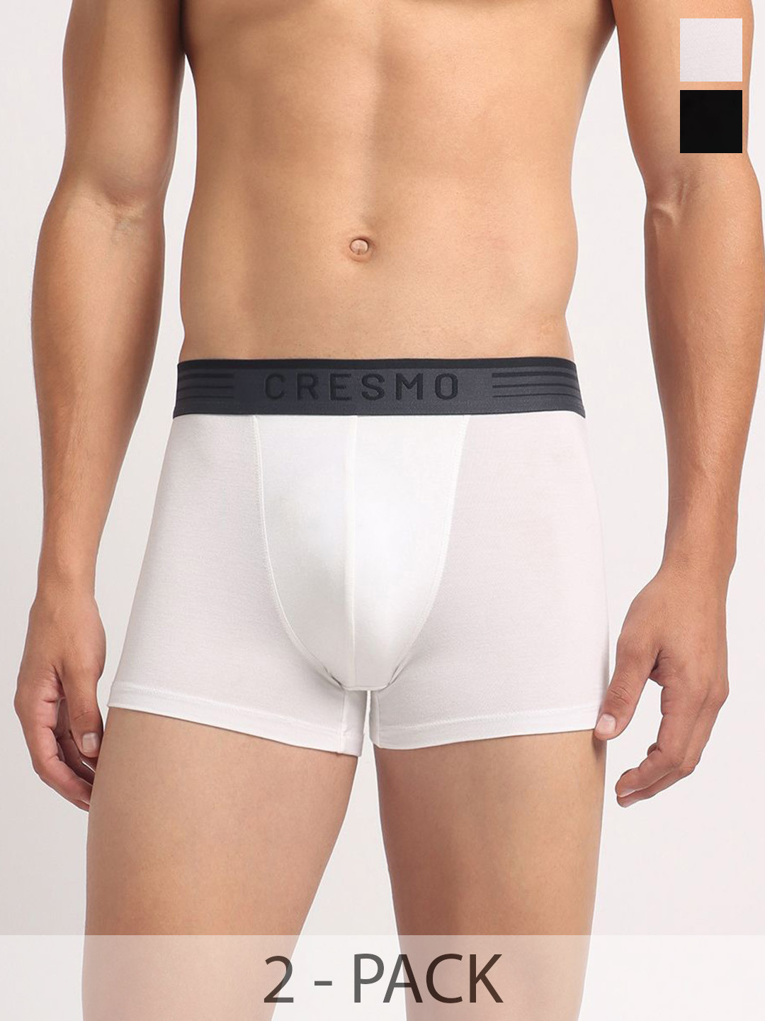 Cresmo Pack Of 2 Anti Bacterial Trunks CR-T-STR-P2-WHT-INTBLK-S
