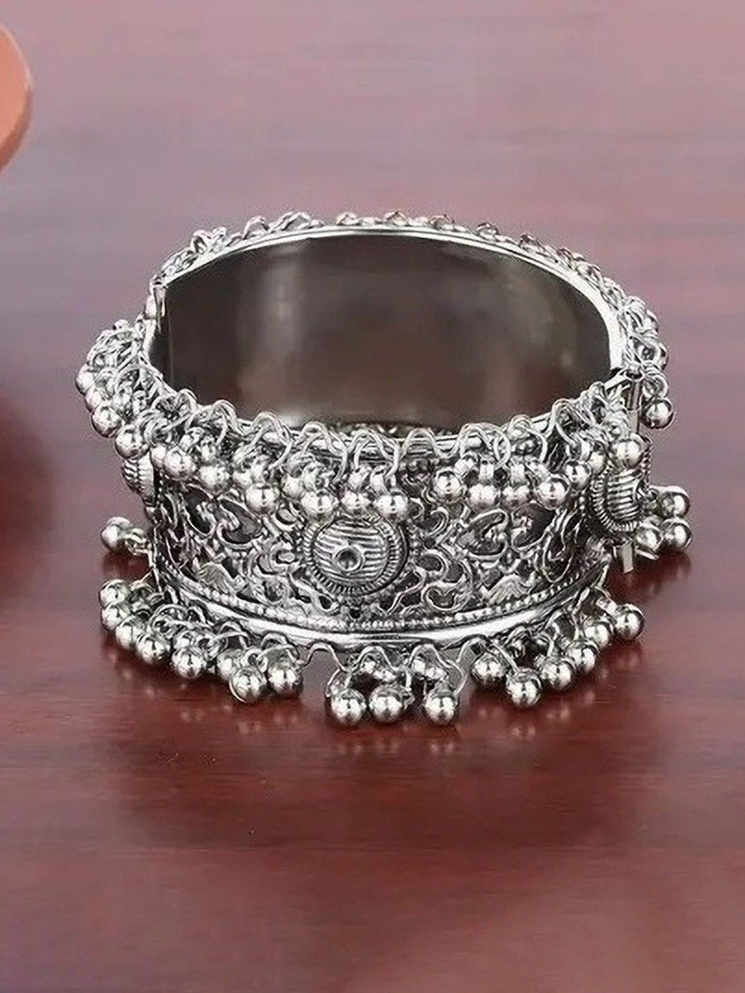 SZN German Silver Oxidised Ghungroo Bangle