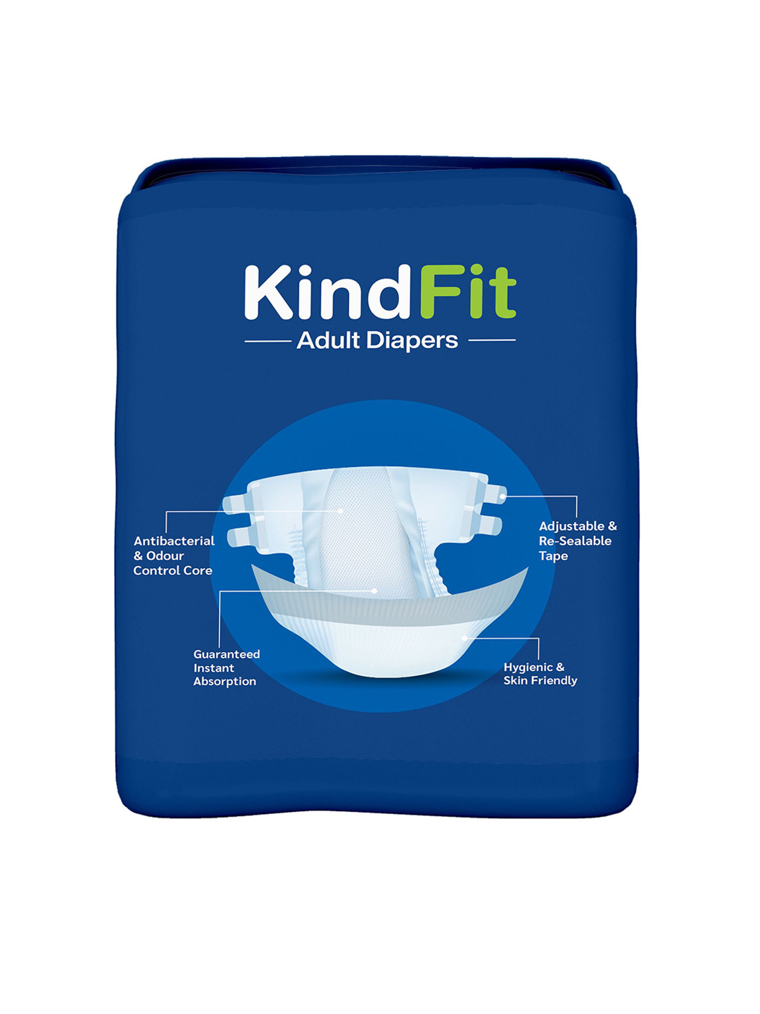 Kindfit Tape Style Rash Free Disposable Adult Diapers - L - 10 Pcs