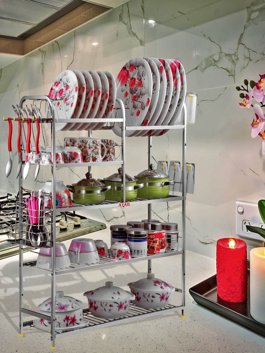 Avail Stainless Steel Utensil Kitchen Silver Dish Rack