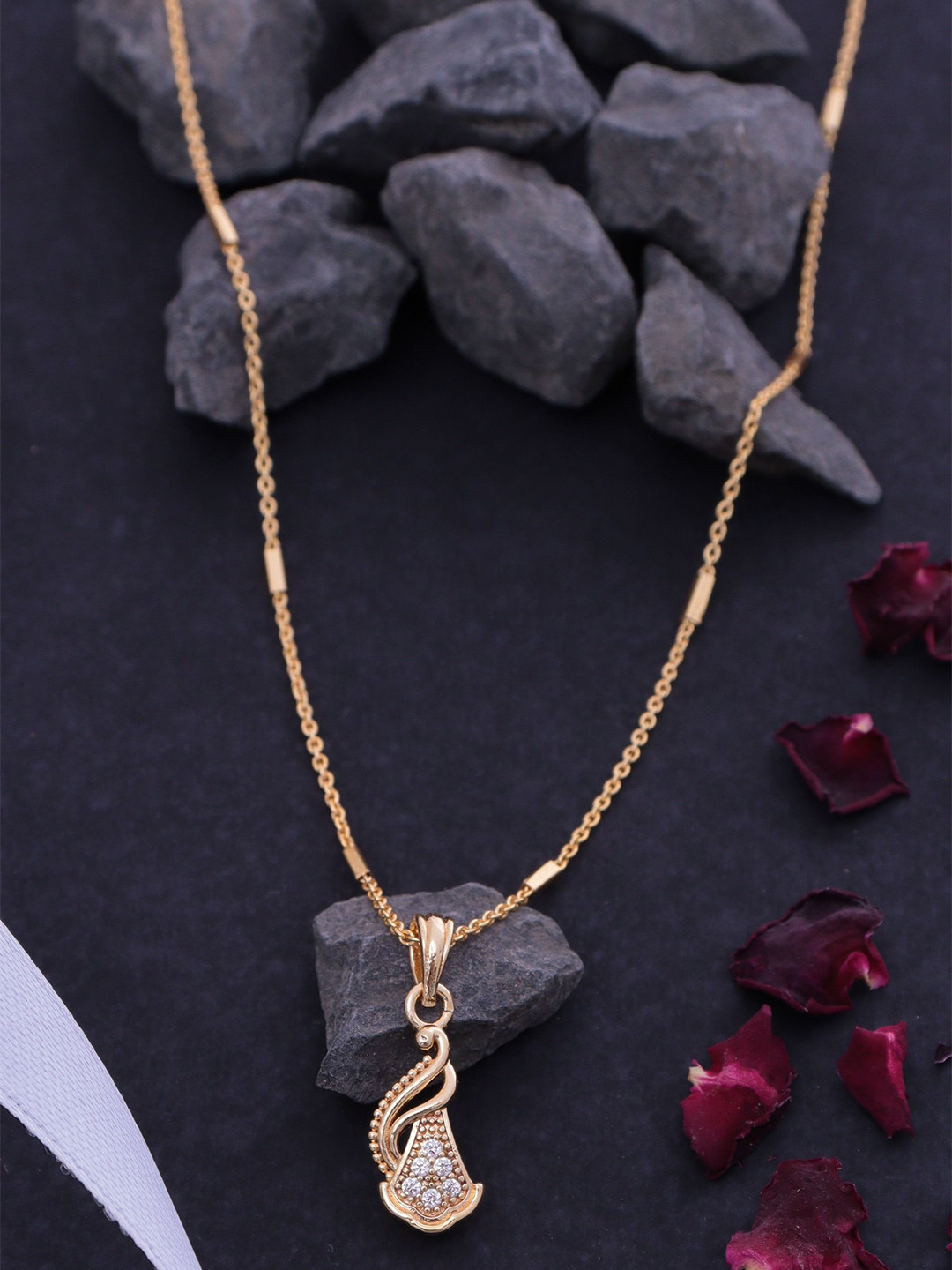 Ramdev Art Fashion Jwellery 22K Micro Gold-Plated Pendants With Chains