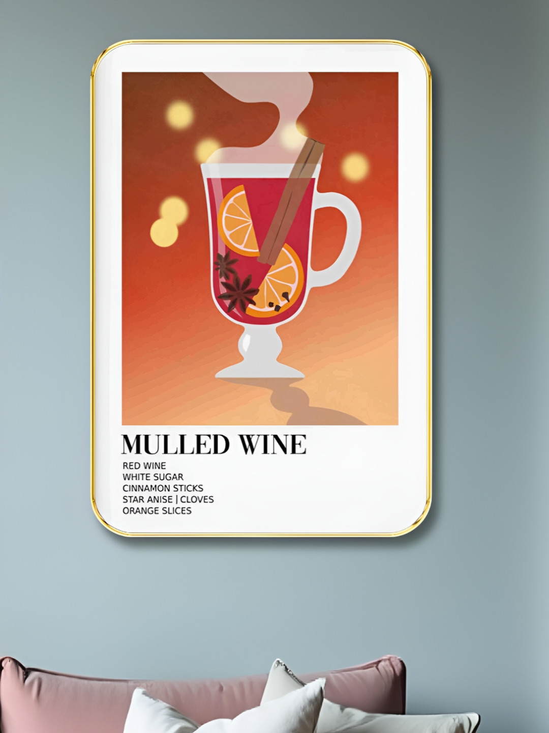 Livin'luxe White & Brown Mulled Wine Printed Wooden Wall Painting