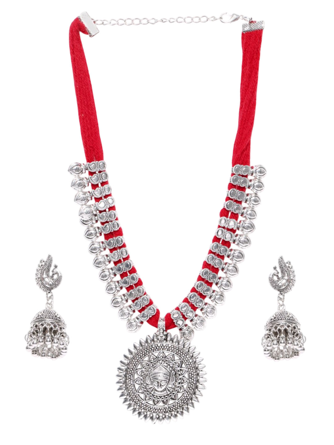 YouBella Silver-Plated Temple Jewellery Set