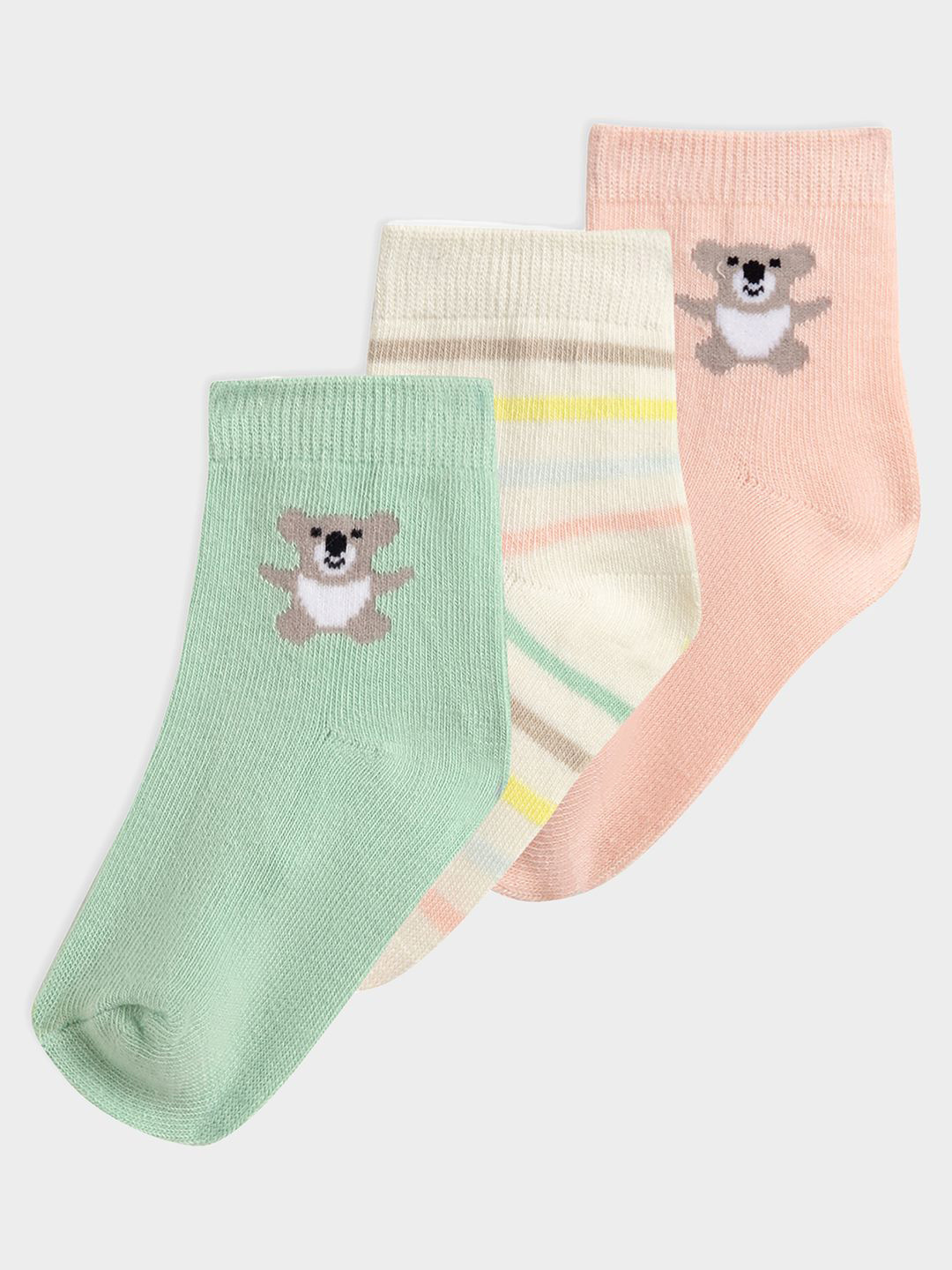 MiArcus Infants Pack Of 3 Printed Pure Cotton Ankle-Length Socks