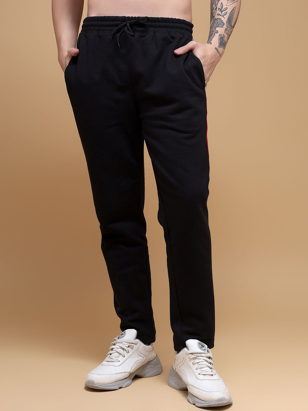 TOXA Men Colourblocked Fleece Winter Track Pants
