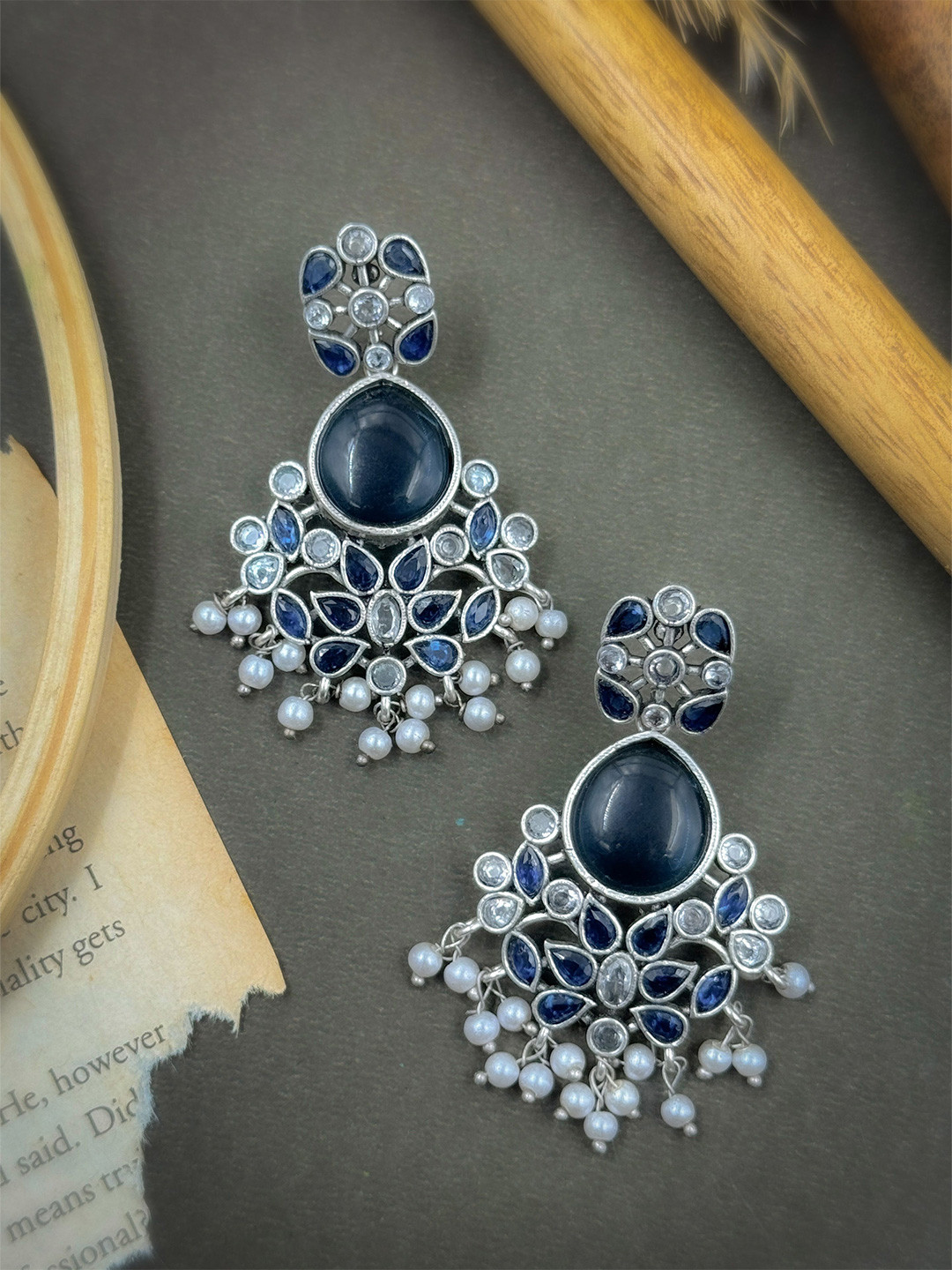 NAMAN ARTS Teardrop Shaped Chandbalis Earrings