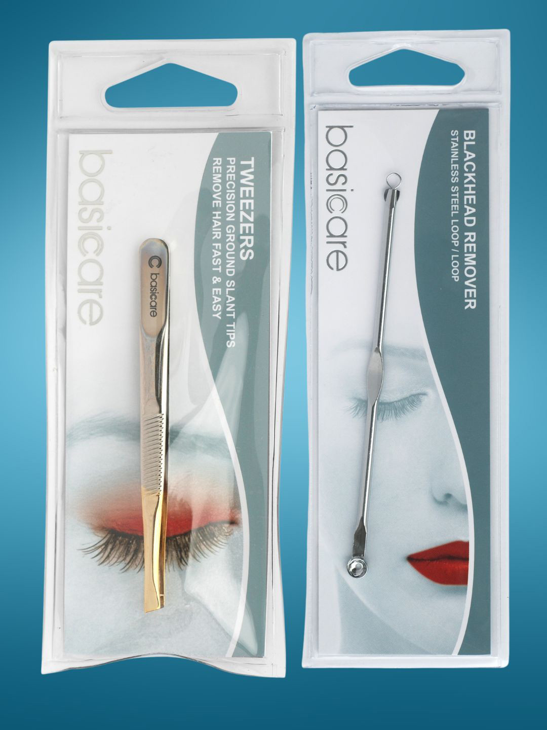 basicare Set Of 2 Blackhead Remover With Loop & Slant Tweezer