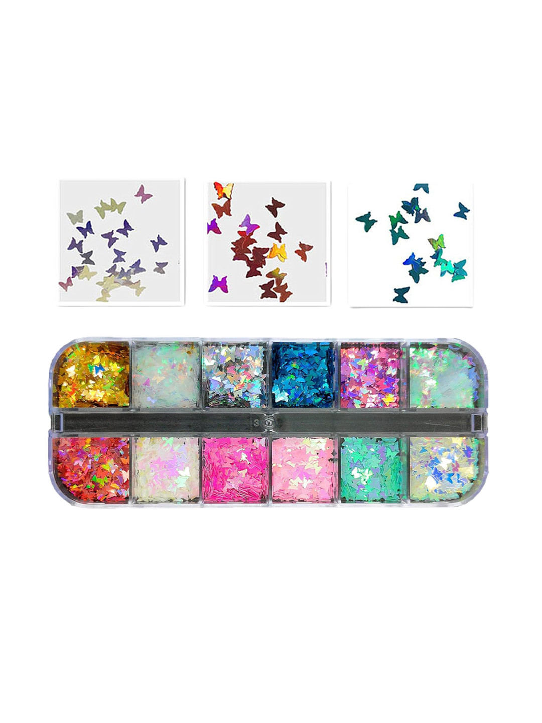 Ekinsu Set Of 12 Grid Butterfly Nail Art Accessories