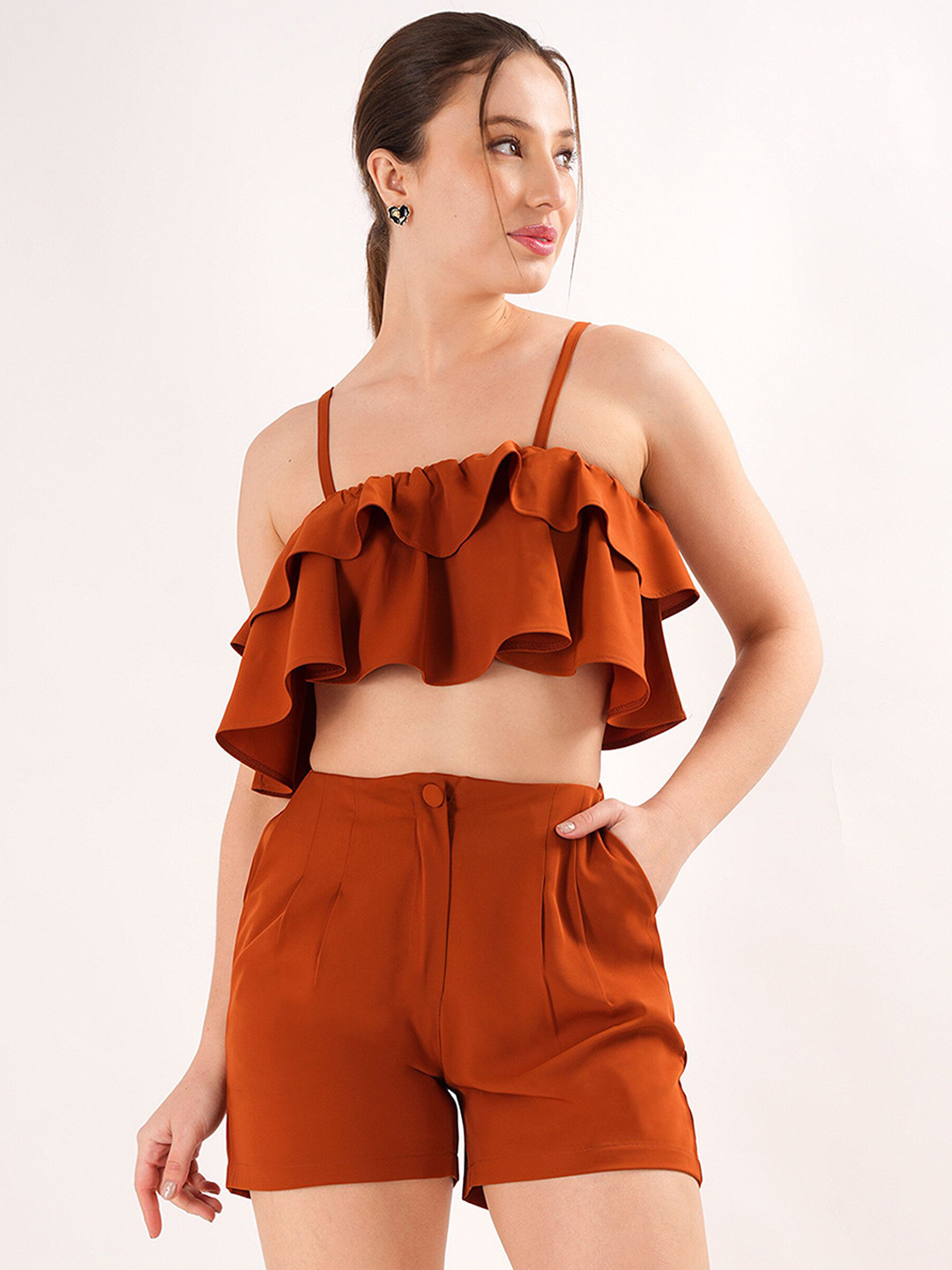 clobug Frilly Spaghetti Strap Top & Shorts