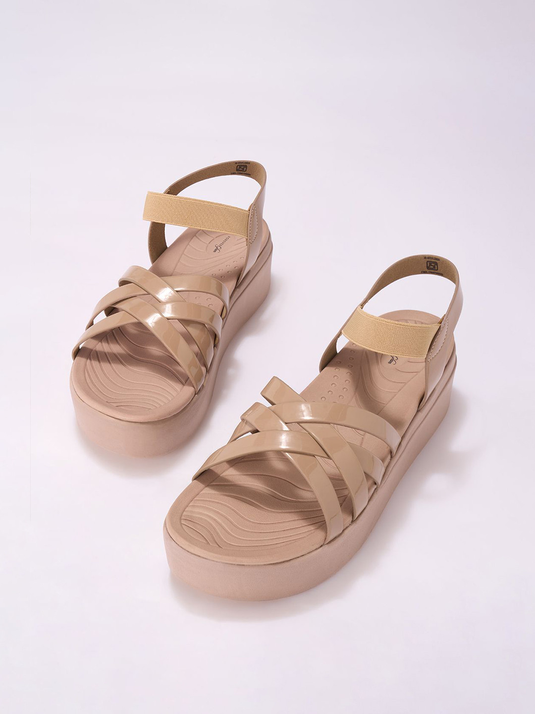 Forever Glam by Pantaloons Women Taupe Wedge Heel Ankle Loop Sandals