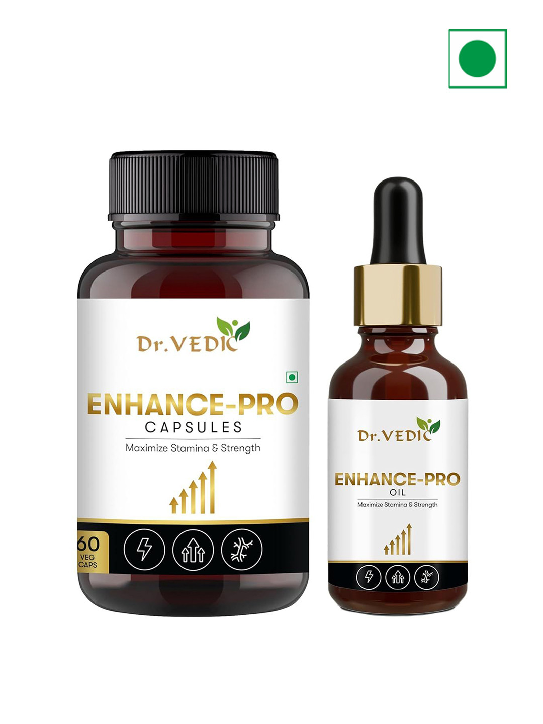 Dr Vedic Set Of 2 E-Pro Capsules - 60 Cap & Oil For Stamina - 30 ml