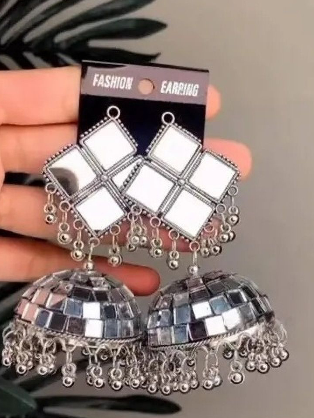 SZN Princess Alluring Mirrors Studded Dome Shaped Jhumkas