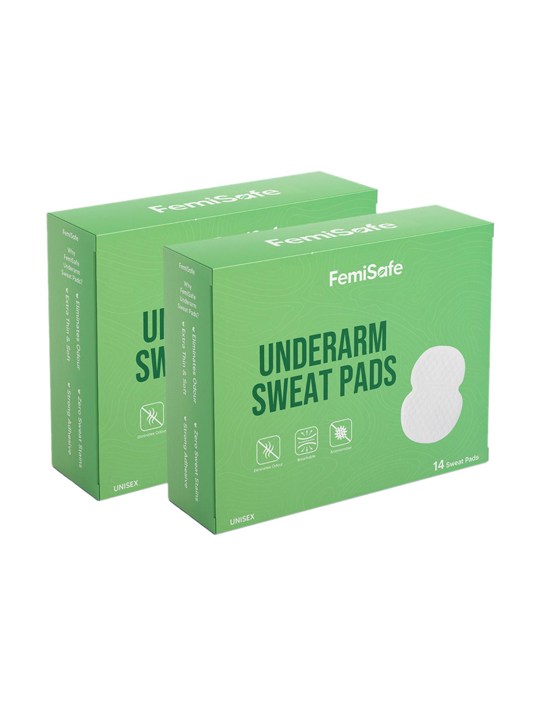 FEMISAFE Set Of 2 Ultra-Absorbent Antimicrobial Underarm Sweat Pads - 14 Pads Each