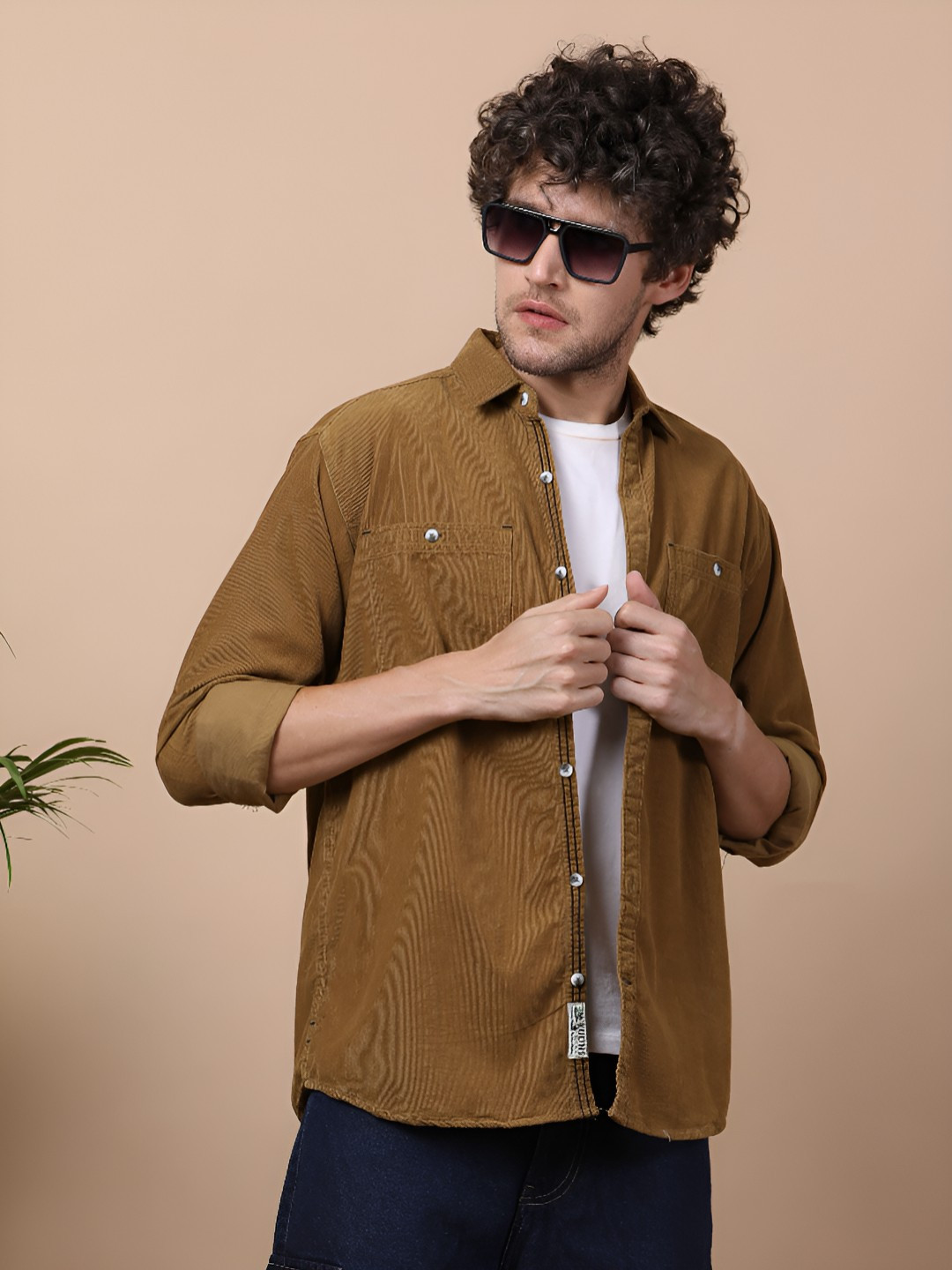 Kuons Avenue Corduroy Double Pocket Full Sleeves Casual Shacket