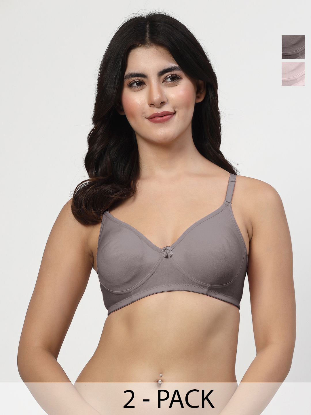 LILY Solid Full Coverage Removable Padding Non-Wired Regular T-shirt Bra