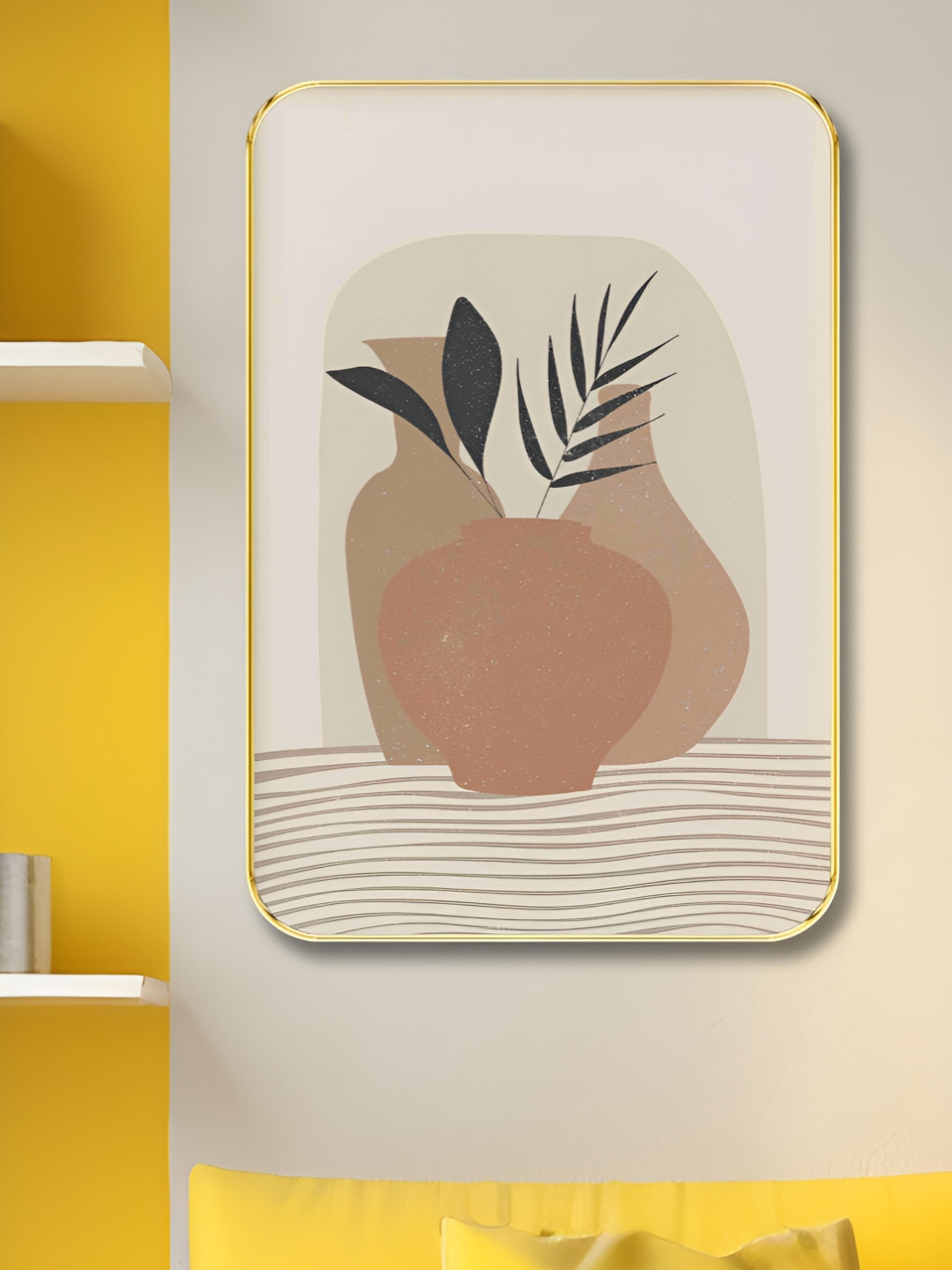 Livin'luxe Cream-Coloured & Black Printed Wooden Wall Painting