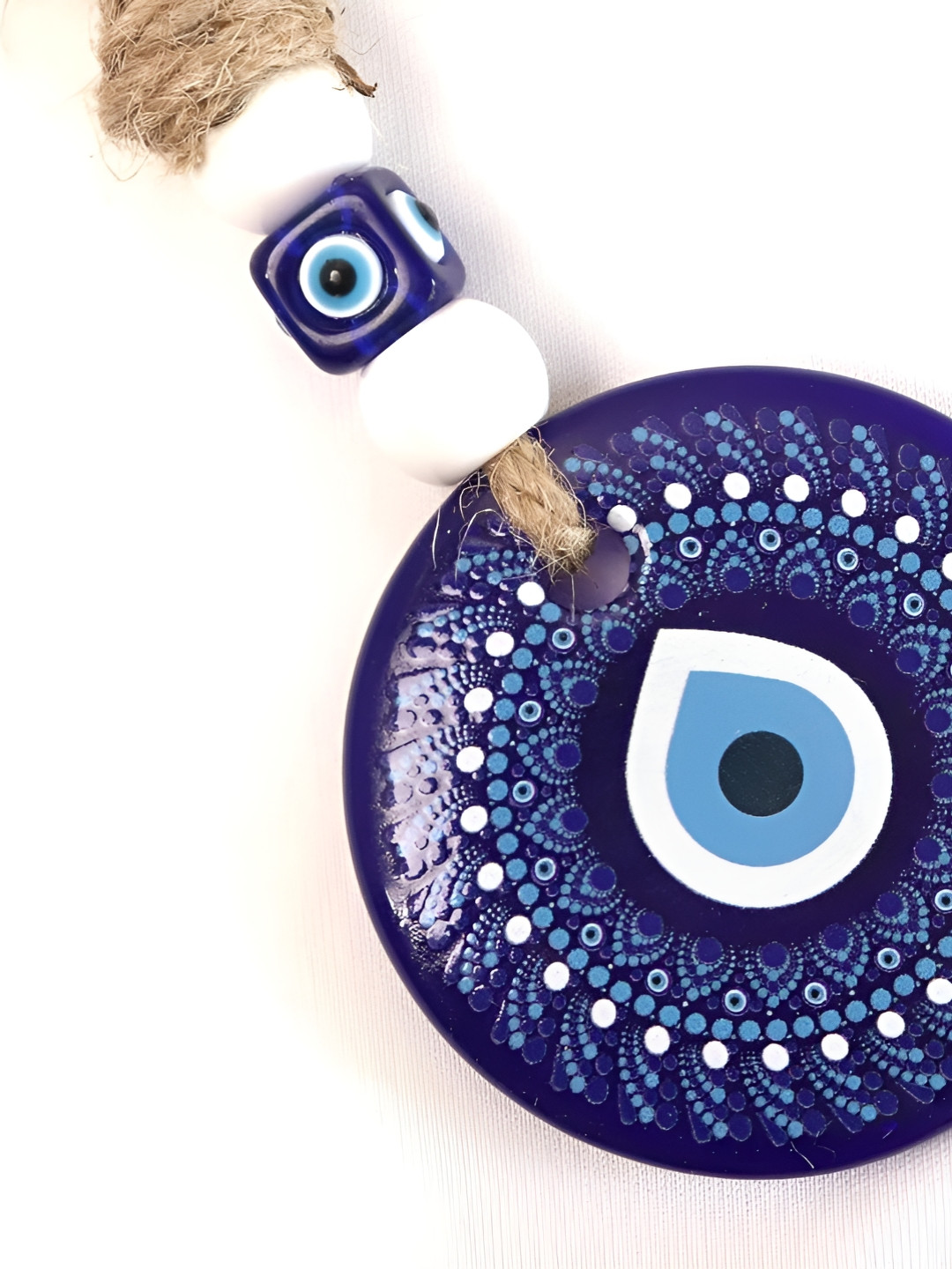 The Spiritual Living Tribul Evil Eye Hanging Glass Glossy Hall Spiritual Wall Decor-8In