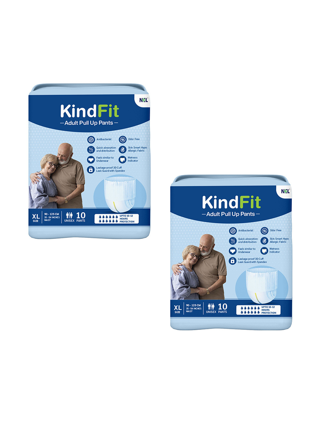Kindfit Set Of 2 Adult Pull Up Leakage Proof Pants Diapers - XL - 10Pcs Each