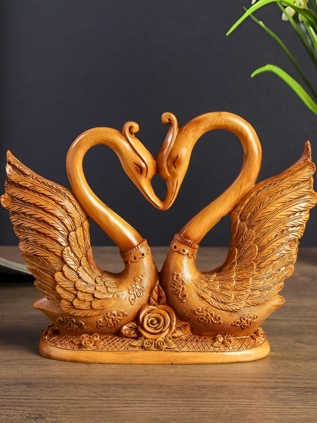 The Spiritual Living Elite Swan Brown Resin Natural Living Room Small Showpiece - 8 Inches