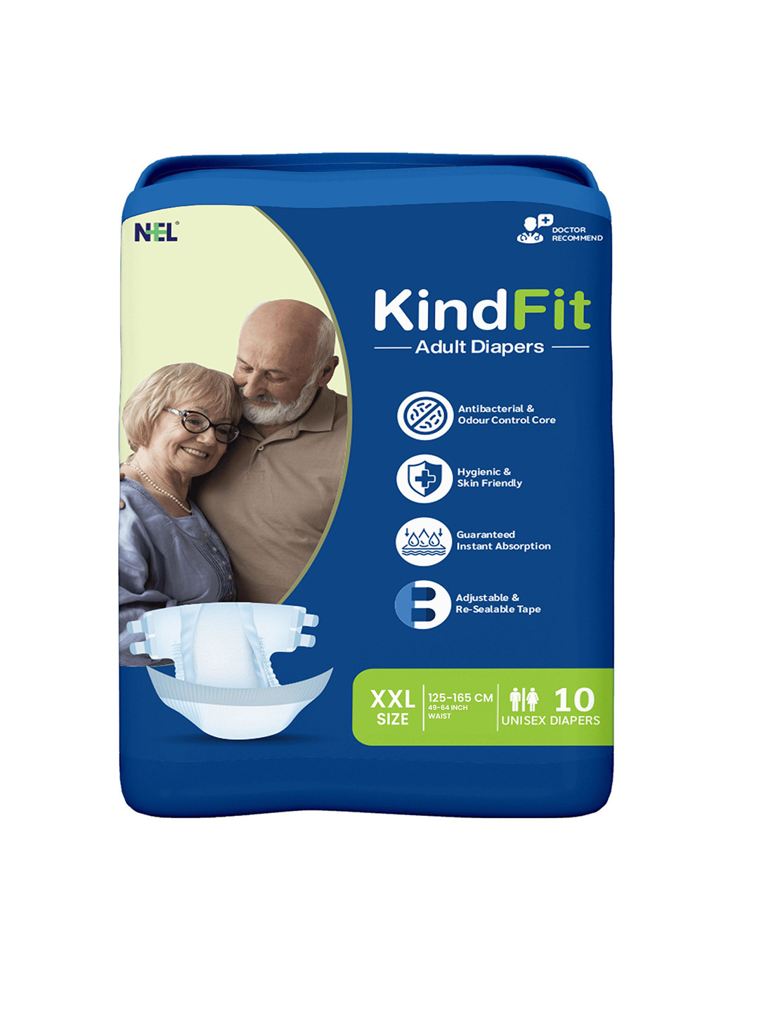 Kindfit Tape Style Rash Free Adult Diapers - L - 10Pcs