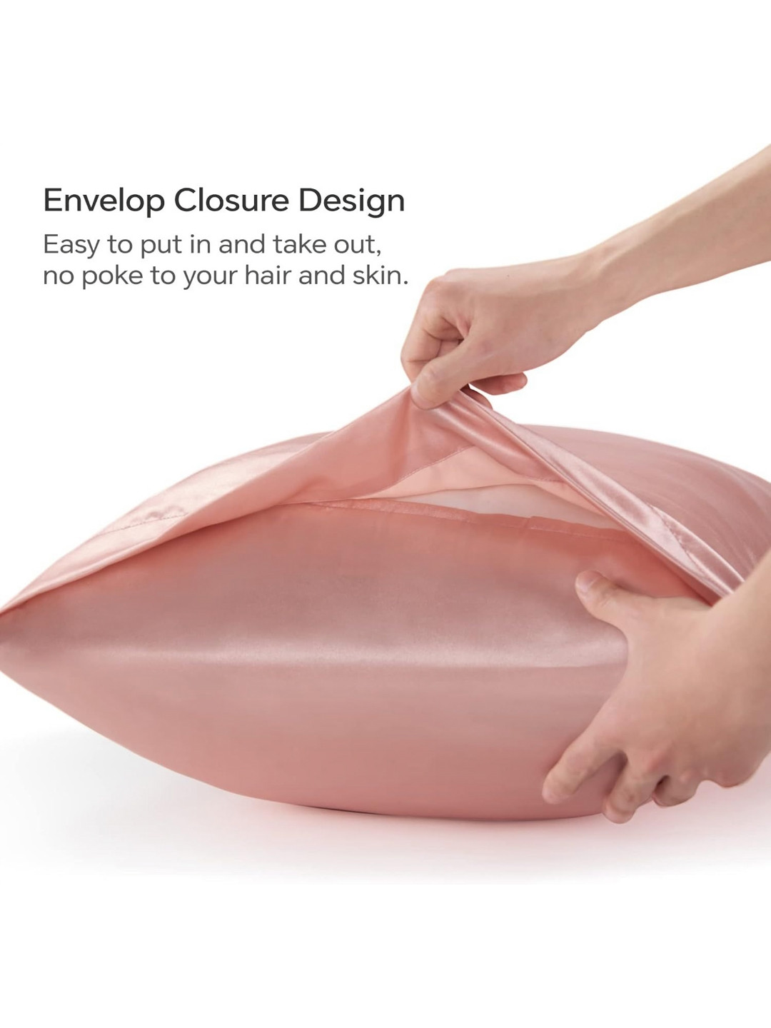 DEHMAN Rose Gold 2 Pieces Pure Silk Rectangle Shaped Pillow Covers