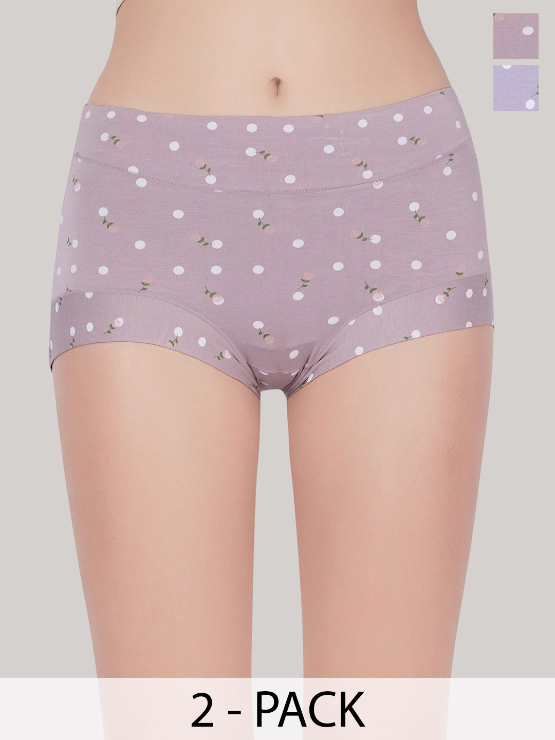 PLUMBURY Pack Of 2 Women Floral Printed Mid-Rise Plus Size Full Coverage Hipster Briefs