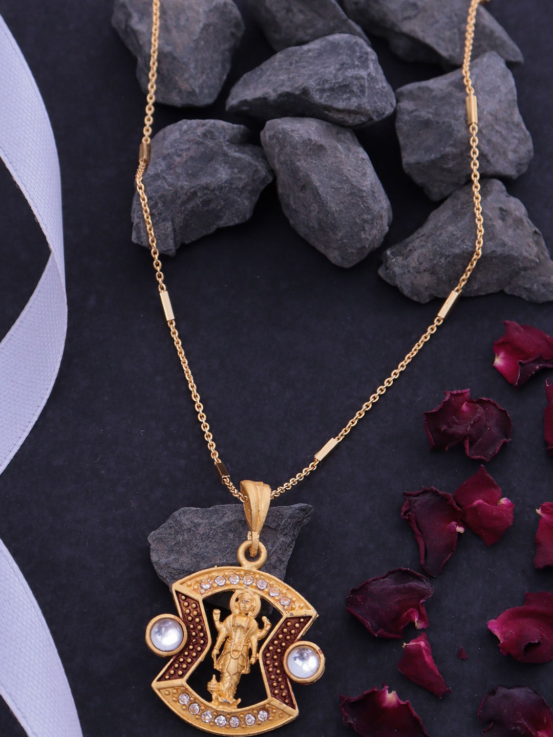 Ramdev Art Fashion Jwellery 22K Micro Gold-Plated Pendants With Chains