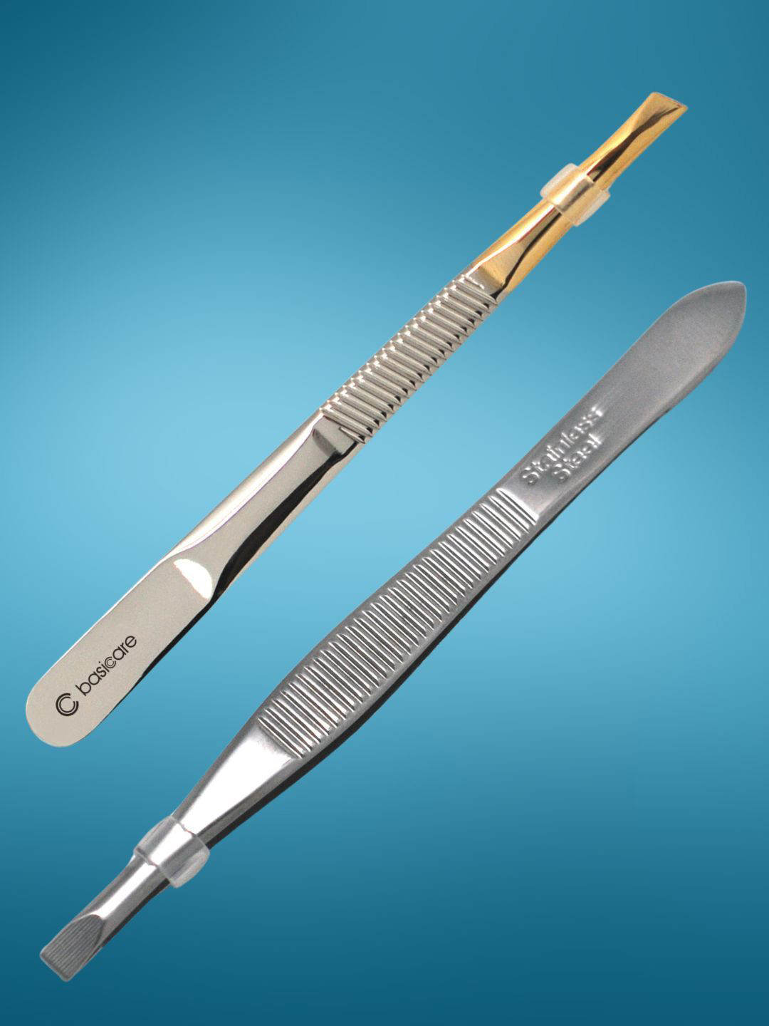 basicare Set Of 2 Stainless Steel Slant Tweezers