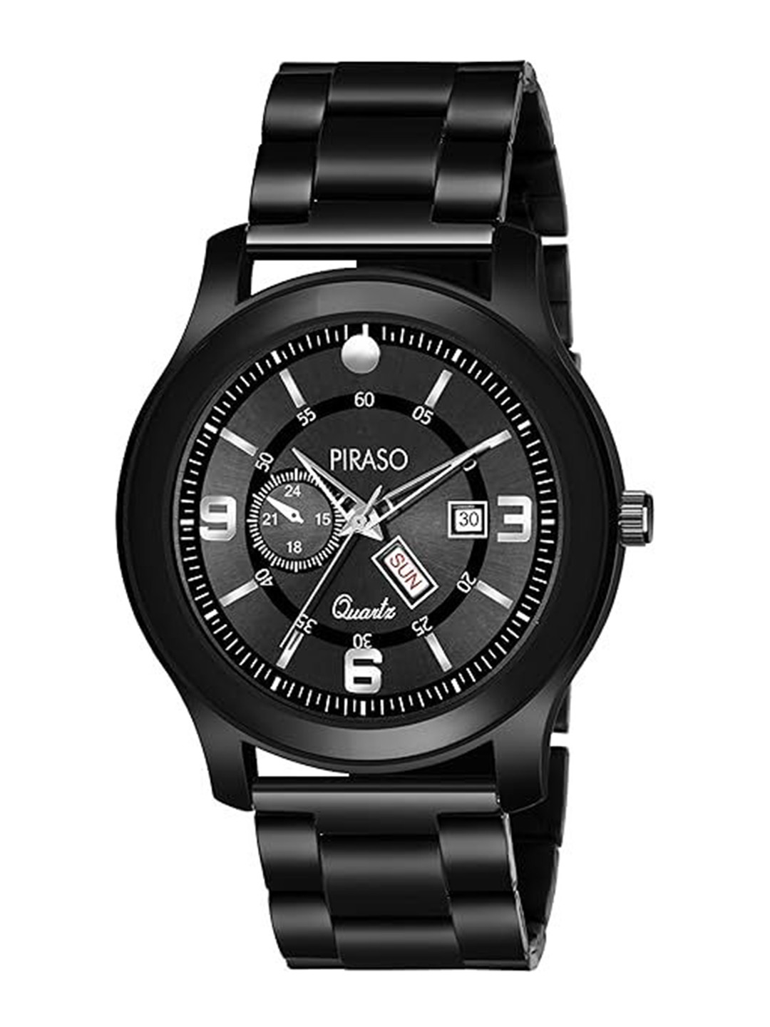 PIRASO Men Dial & Stainless Steel Bracelet Style Straps Analogue Watch D&D C19 BLACK