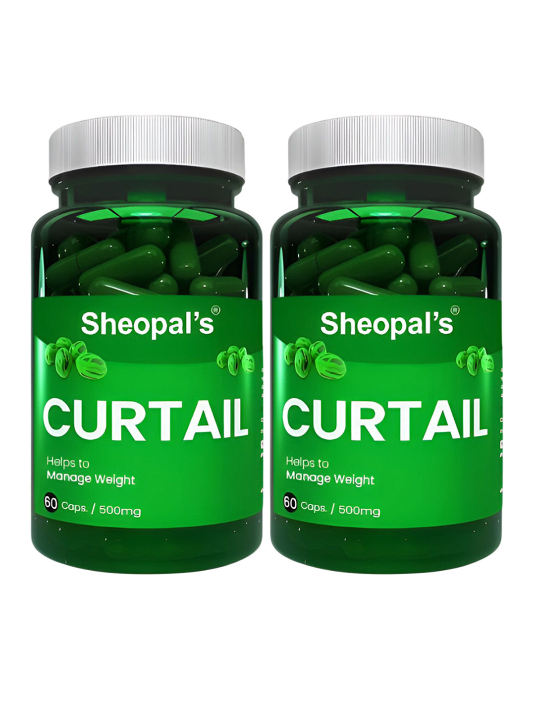 Sheopal's Set Of 2 Curtail Weight Loss Capsules Enriched with Ashwagandha - 60 Cap Each