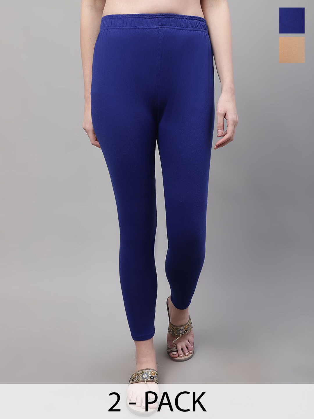 Valles365 by S.C. Women Pack Of 2 Cotton Ankle Length Leggings