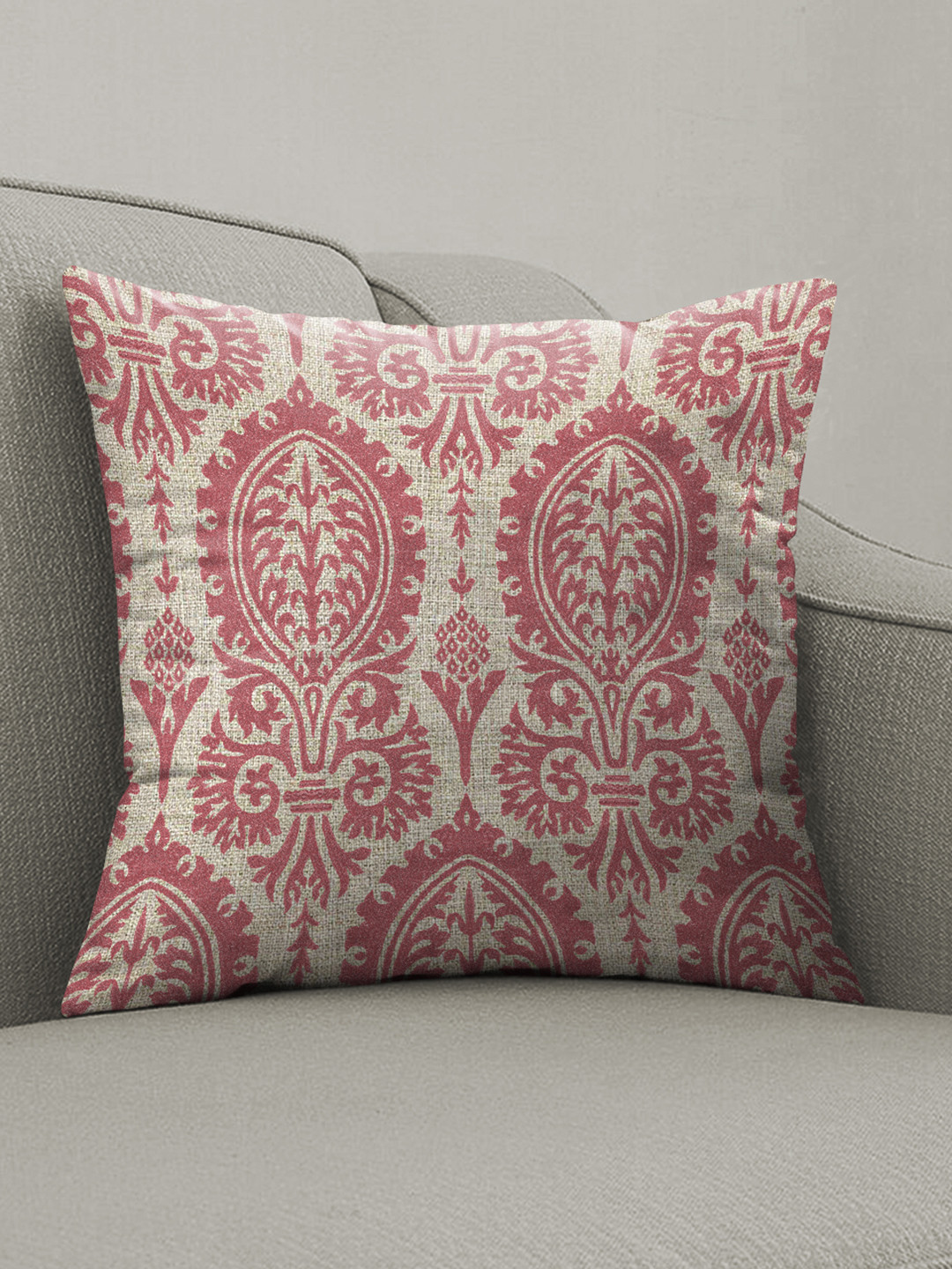 CASABLEU Rose Ethnic Motifs Polyester Silk Washable 2 Piece Square Cushion Covers -16x16In