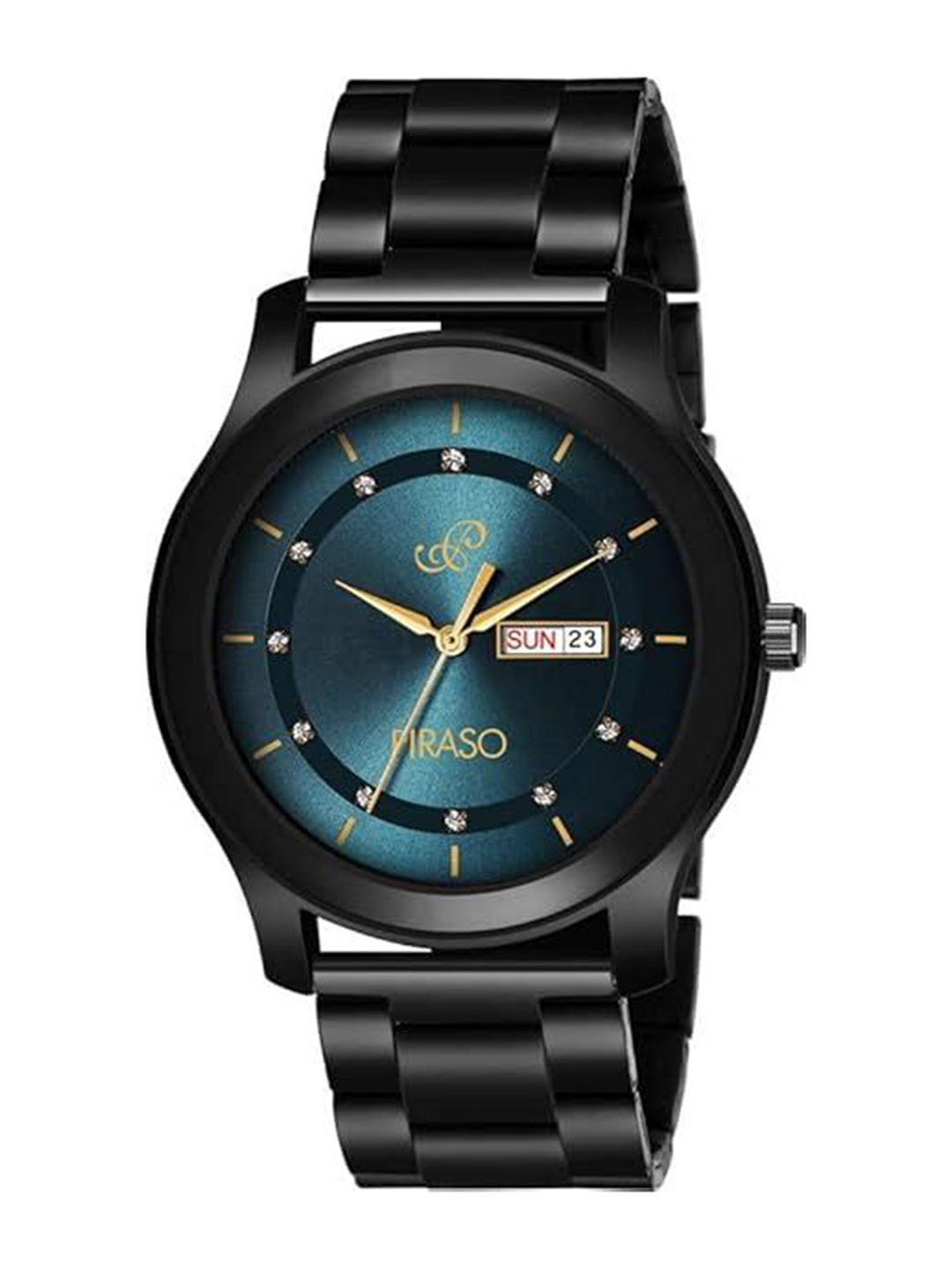 PIRASO Men Dial & Stainless Steel Bracelet Style Straps Analogue Watch D&D C22 BLUE BLACK