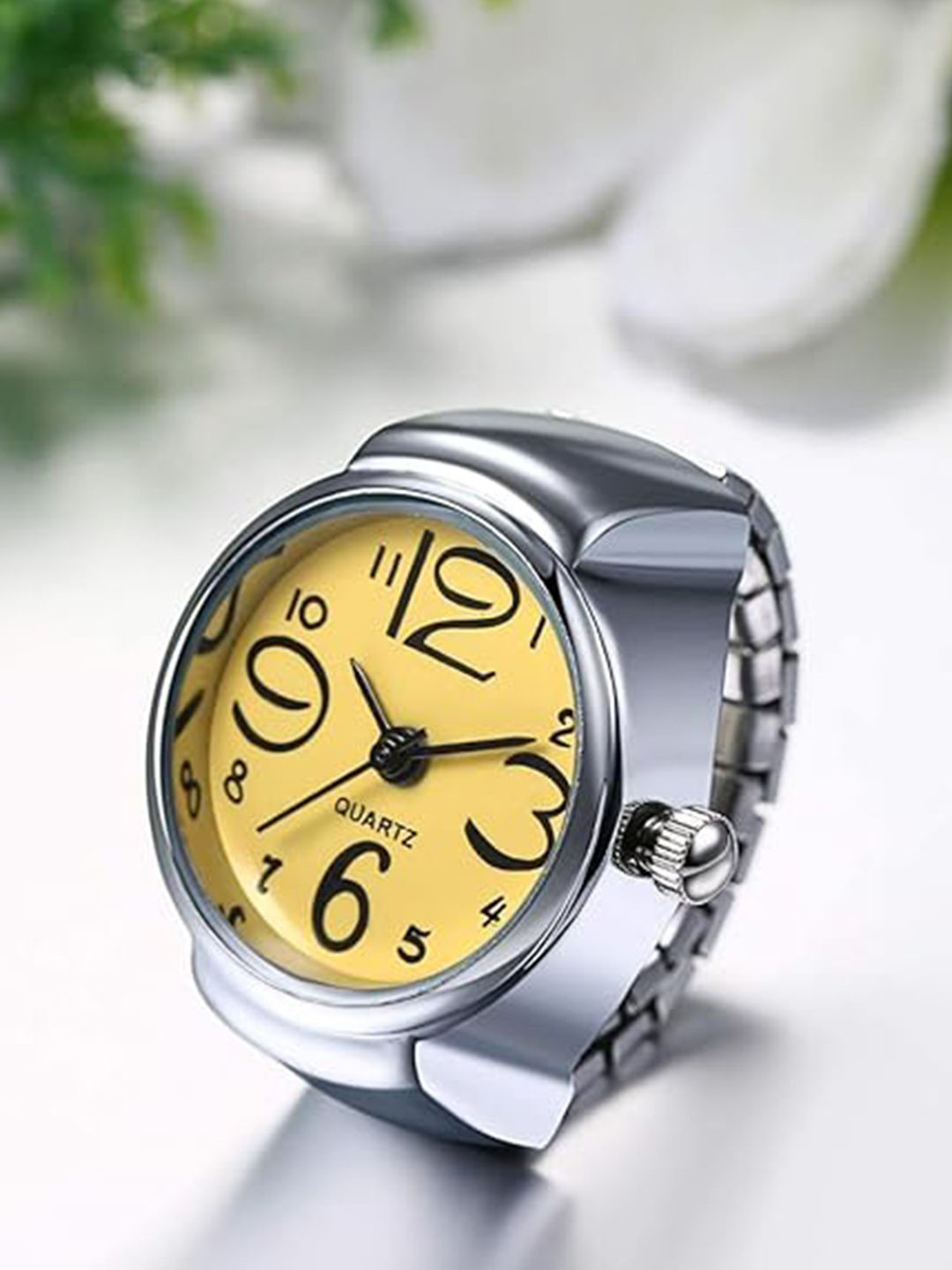 YouBella Set Of 2 Silver-Plated Watch Shaped Finger Ring
