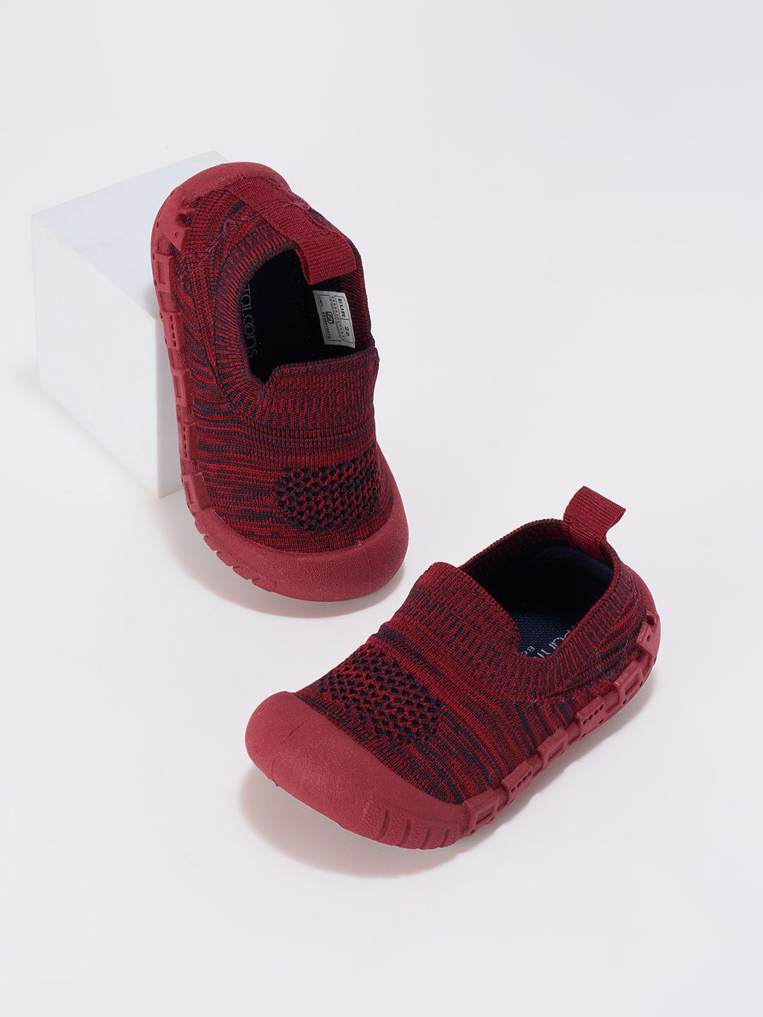 Pantaloons Baby Boys Red Textured Slip-On Sneakers