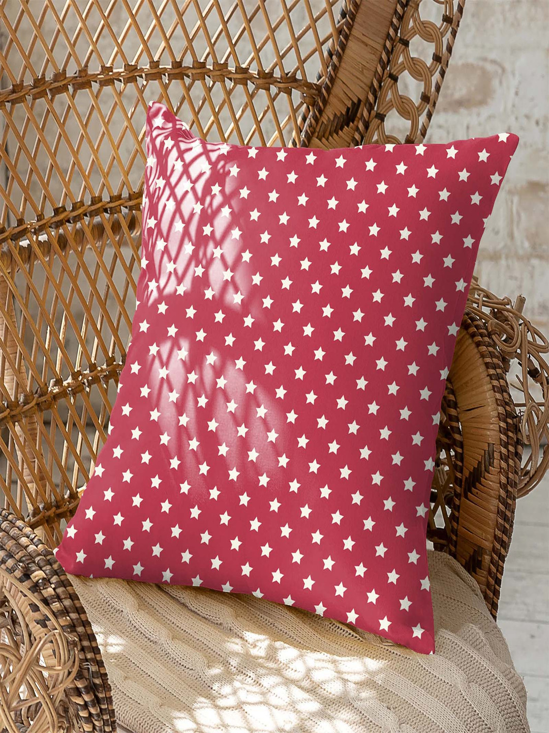 CASABLEU Spring Gallery Red & White 2 Pieces Quirky Printed Square Cushion Covers