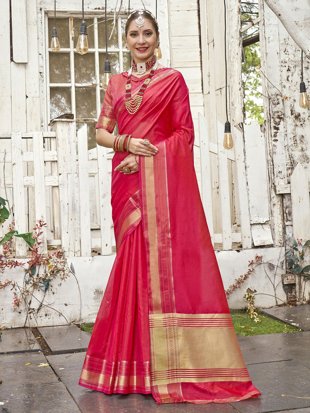 Anouk Rustic Zari Organza Kovai Saree