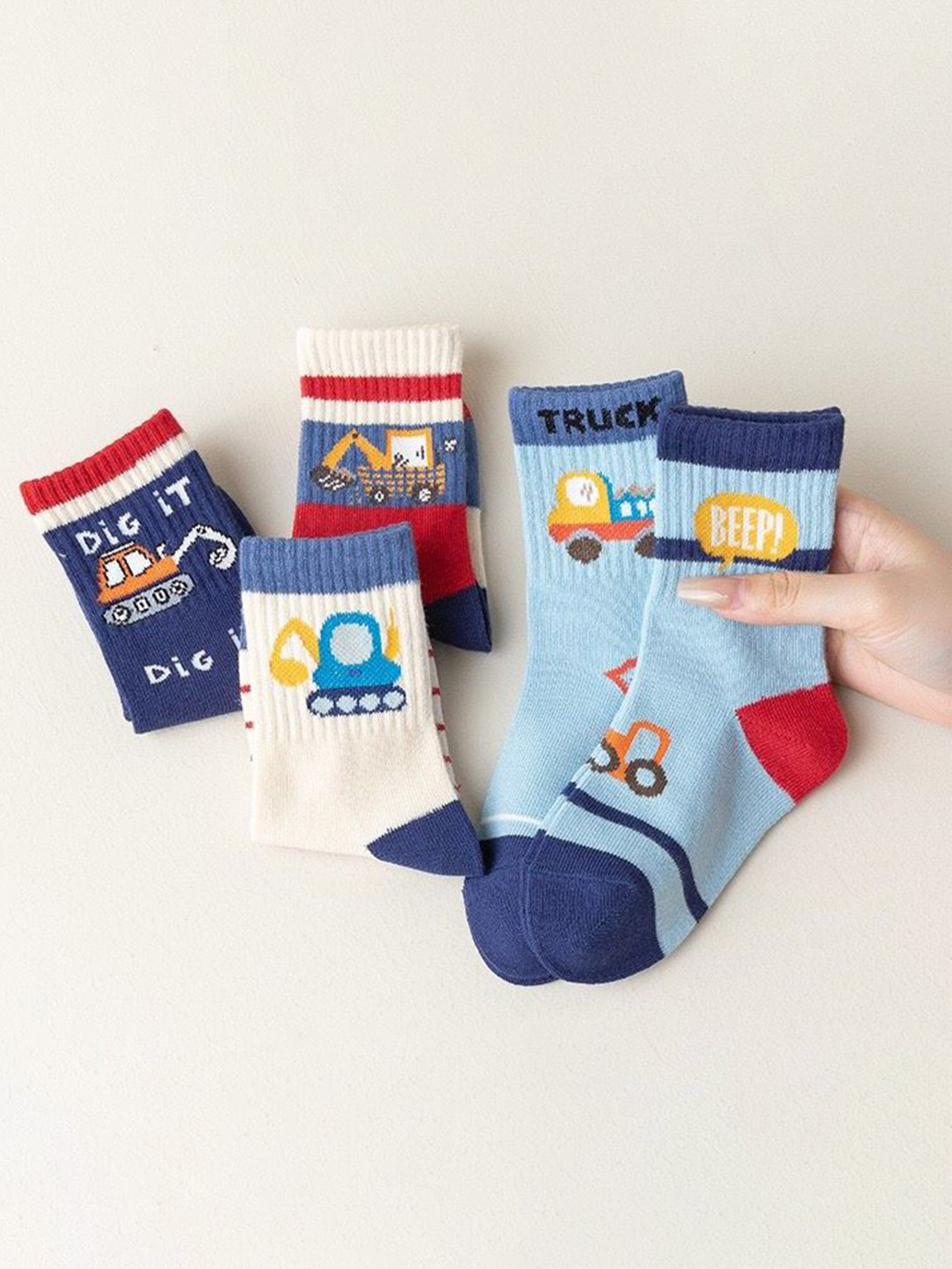 KIDOfash Boys Pack Of 5 Patterned Above Ankle-Length Socks