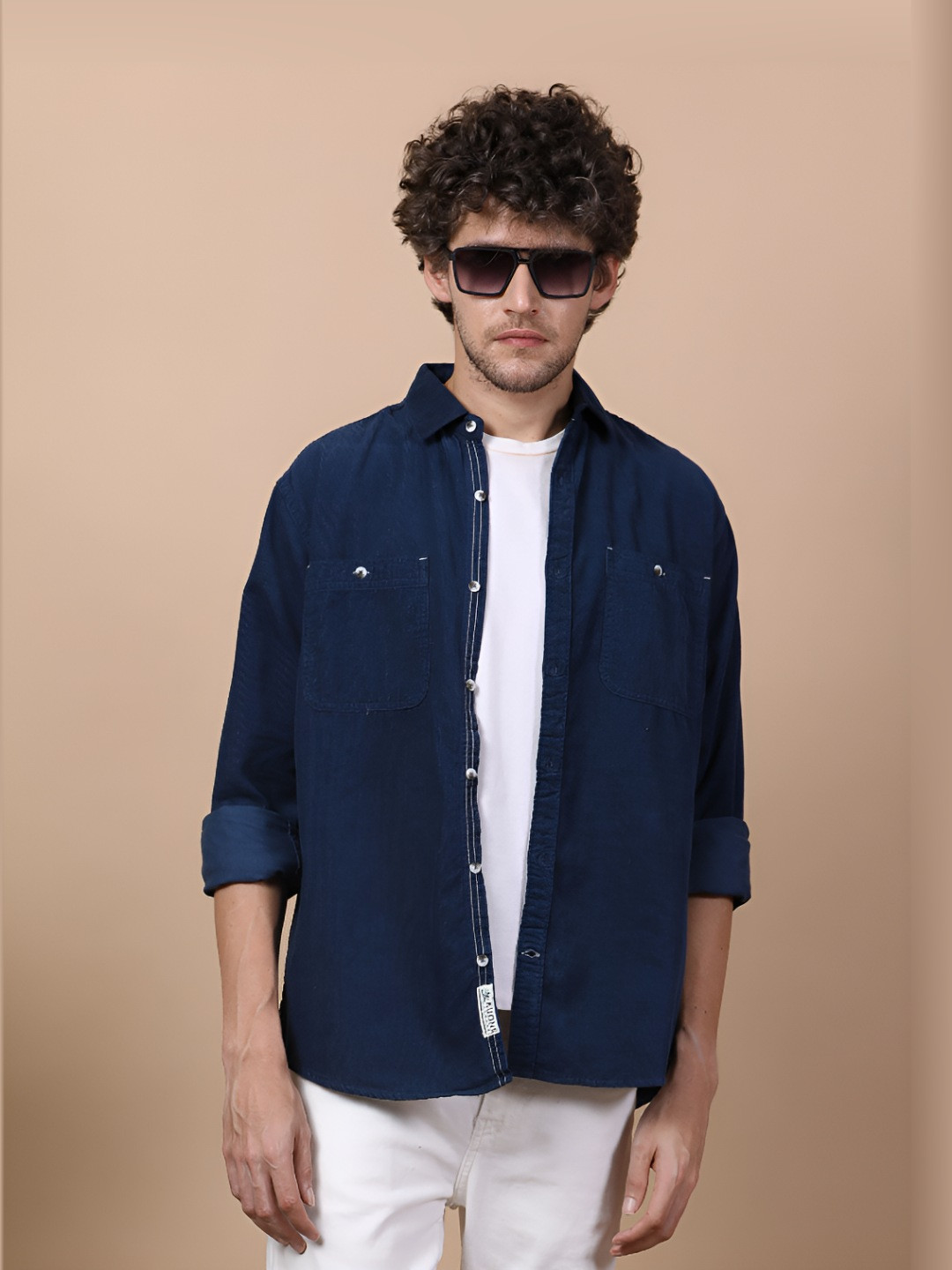 Kuons Avenue Corduroy Double Pocket Full Sleeves Casual Shacket